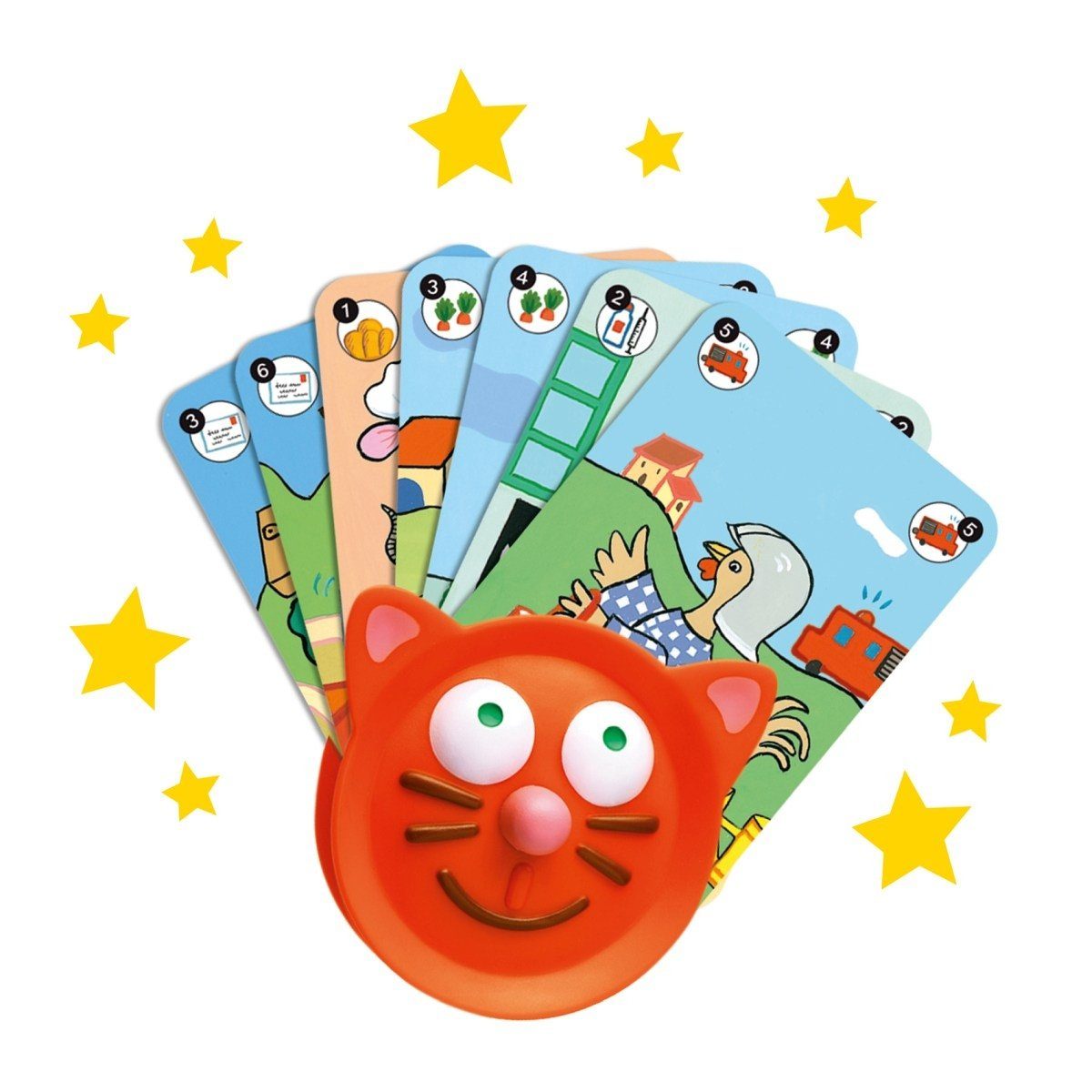 DJECO Spiel Kartenhalter Spielkartenhalter Katzendesign Kinder