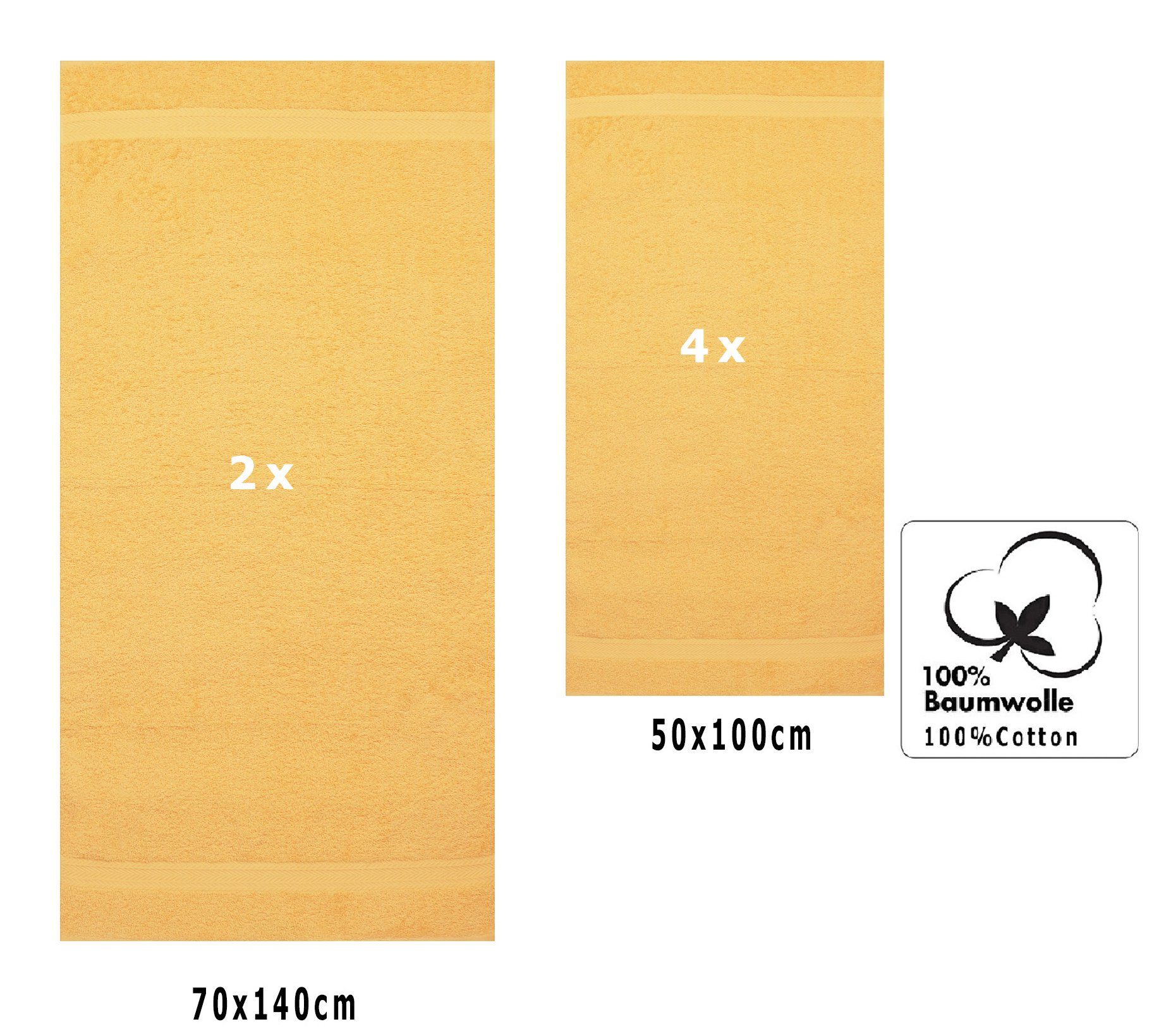 PREMIUM Baumwolle, Handtücher-Set-100% (6-tlg) -6 Set 100% Handtuch-Set teiliges Handtuch honiggelb Betz Betz Baumwolle,
