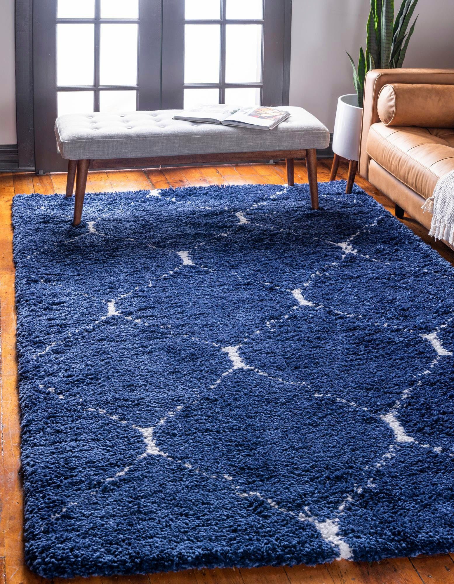 Myflair Möbel & Accessoires Hochflor-Teppich Temara Shag, LAGERRÄUMUNG!, rechteckig, Höhe: 51 mm, gewebt, Rauten Design, weich & kuschelig