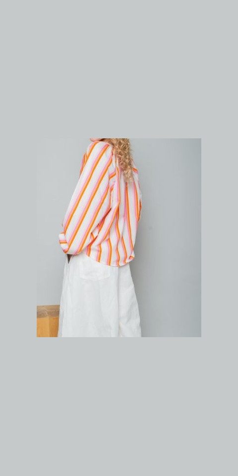 Emily Van Den Bergh Hemdbluse Bluse EMILY VAN DEN BERGH rosa orange Streifen