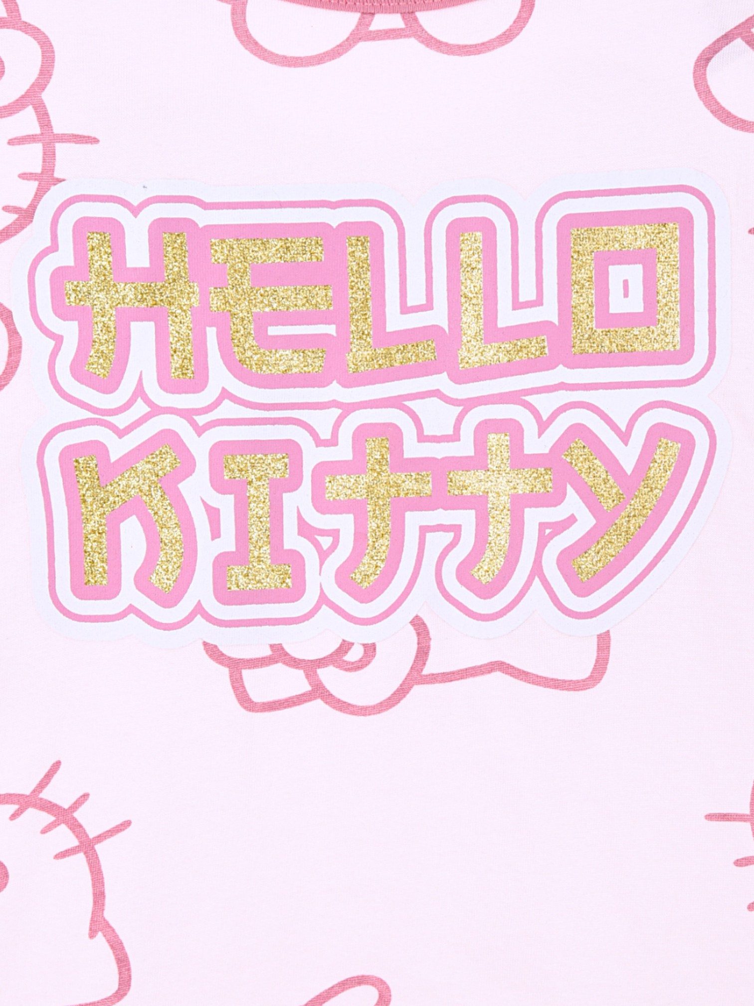 Hello Kitty Langarmshirt mit Glitzer Mädchen Shirt aus Baumwolle Gr. 104 - 152 cm – Bild 3 von 3