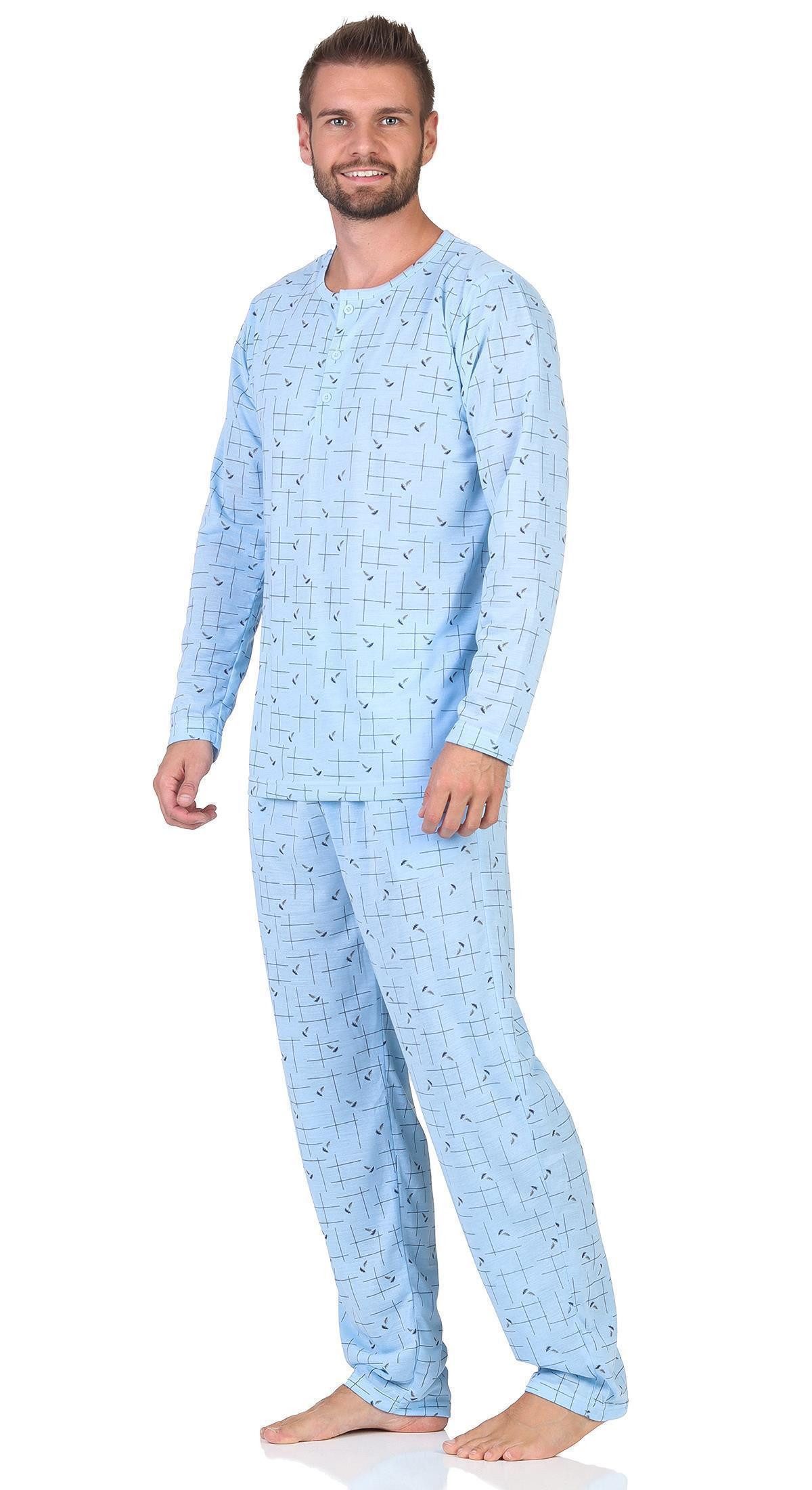 EloModa Pyjama Herren Pyjama Schlafanzug einem Oberteil und einer Hose, Gr. M L XL (2 tlg)