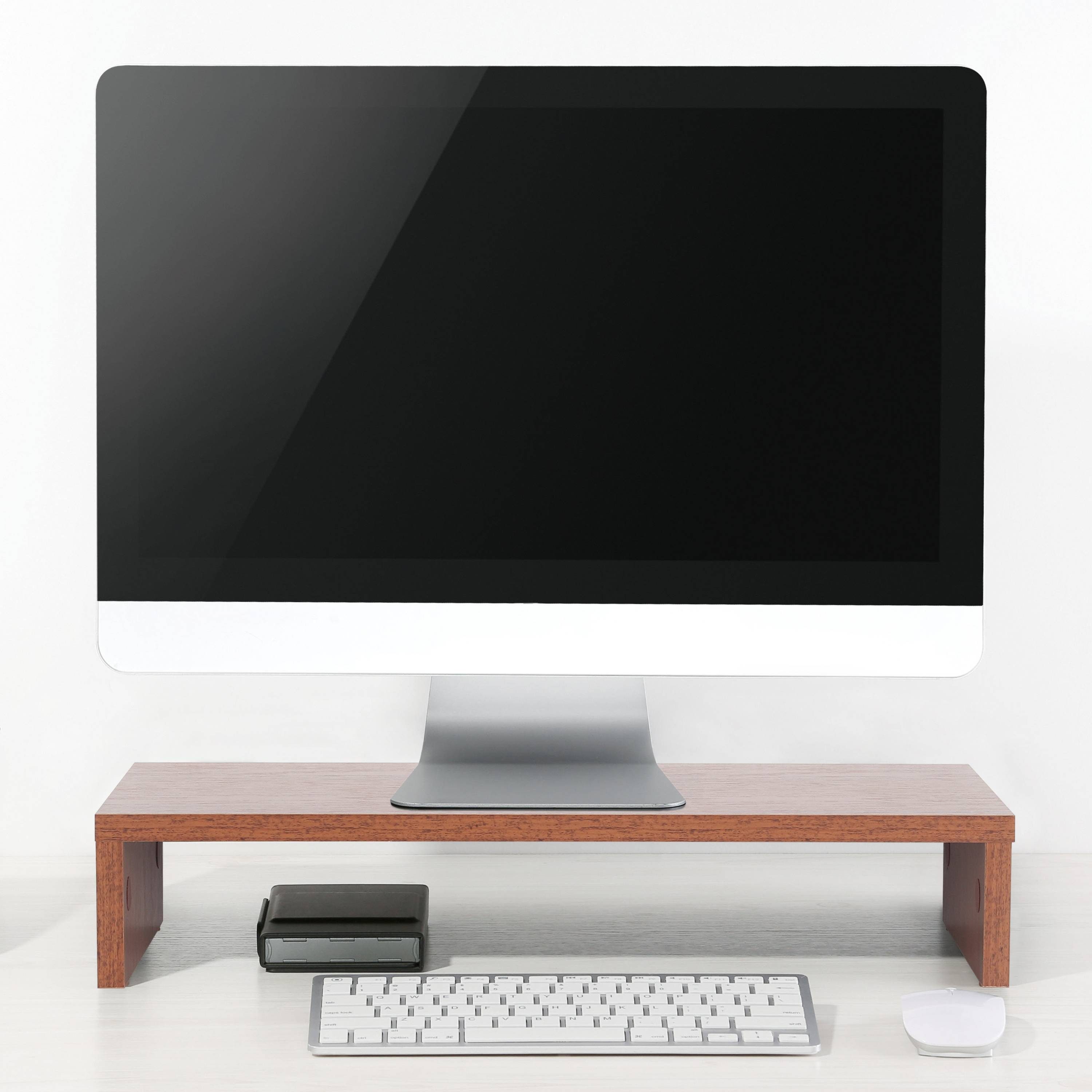 RICOO Schreibtischaufsatz FS0113-ER, Aufsatz Bildschirm Monitorerhöhung Tisch Monitorständer Eiche-Rustikal Schreibtisch