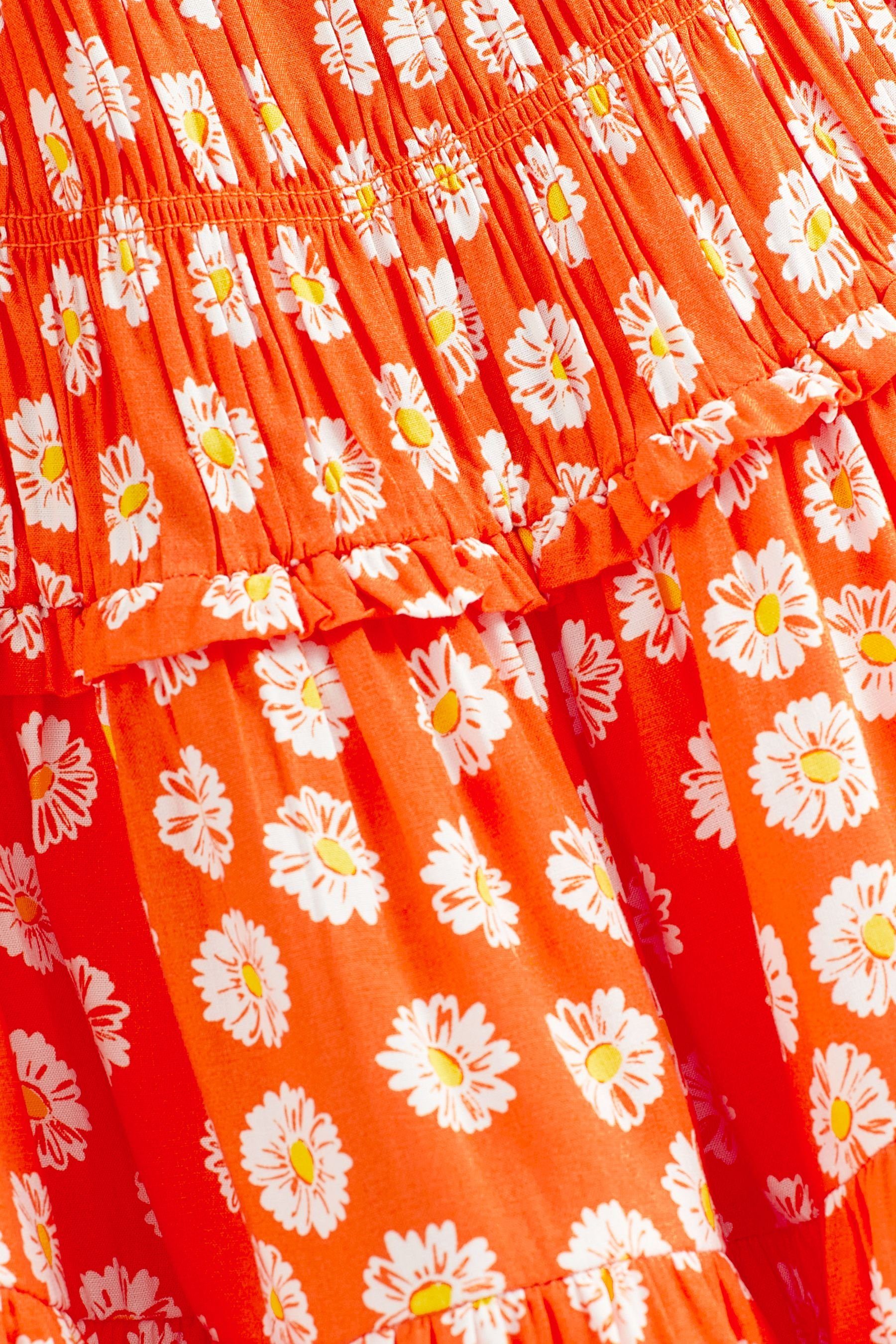 Print Orange Smokkleid mit (1-tlg) Next Kleid Daisy Gesmoktes