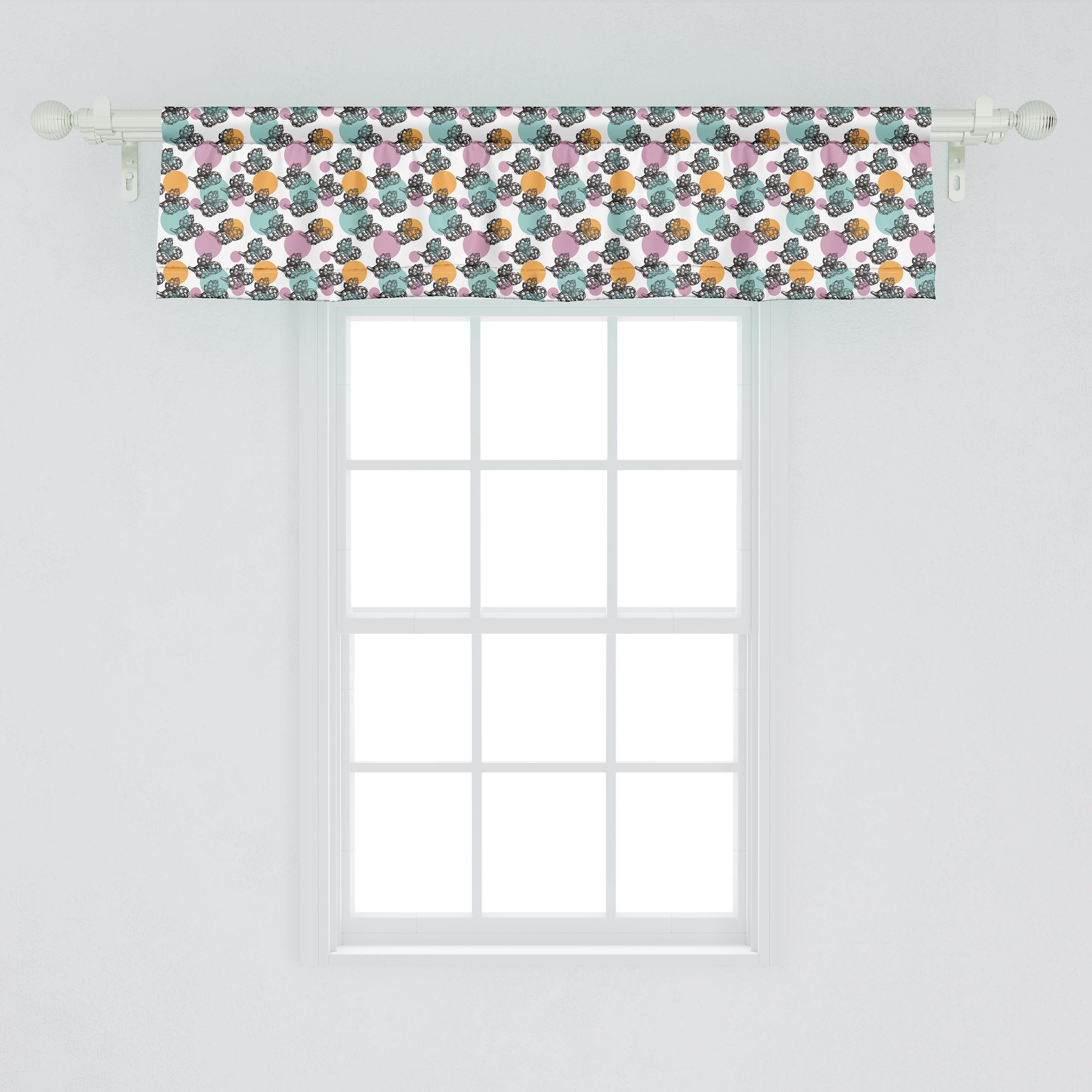 Scheibengardine Vorhang Volant für Dekor Microfaser, mit Gemüse Weiß, Abakuhaus, Artischocke Schwarz, Stangentasche, Küche Schlafzimmer