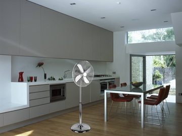 TRIO Leuchten Standventilator, Großer Chrom Zimmer Raum-Lüfter Windmaschine Stand Winderzeuger Ø44cm