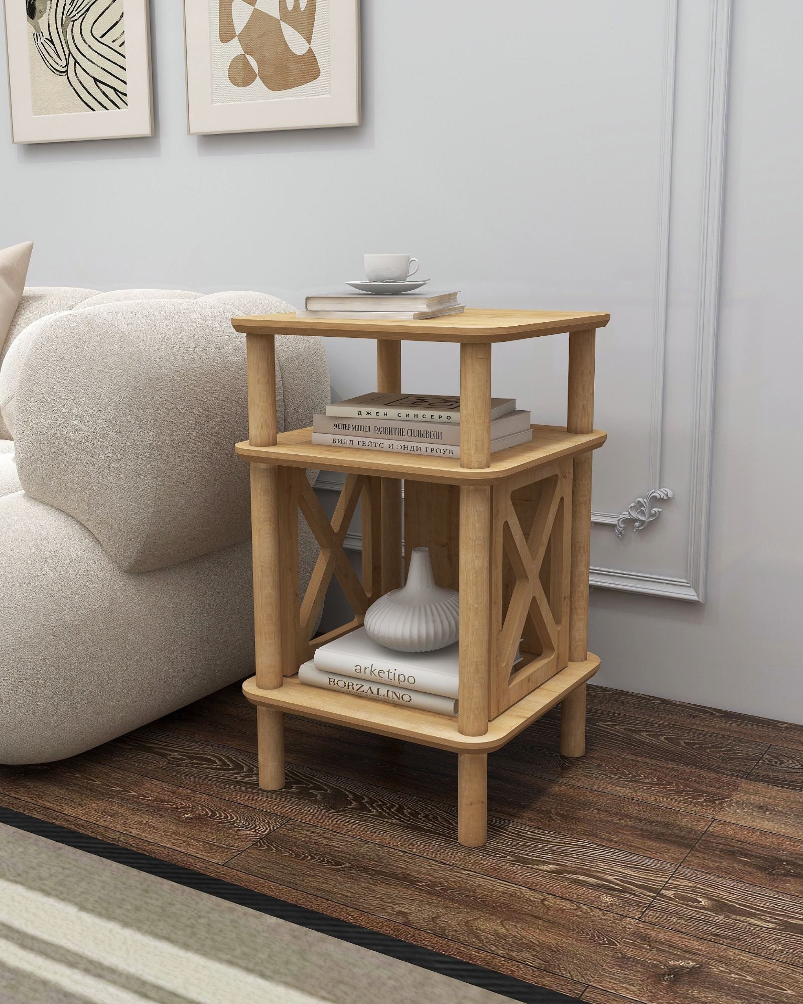 Skye Decor Beistelltisch Castagno (1-St., 1 Tisch), mit Holzbeinen