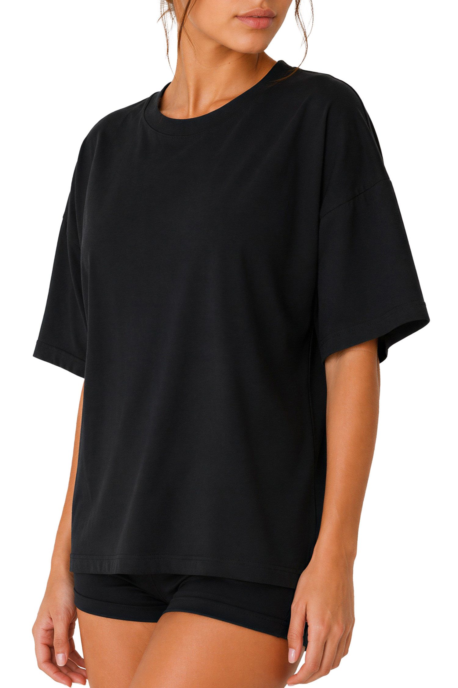 Reichstadt Oversize-Shirt Damen Oversized Kurzarmshirt 24RSW058 Luftiges Baumwolljersey mit formstabilem Rippbund – Bild 5 von 5