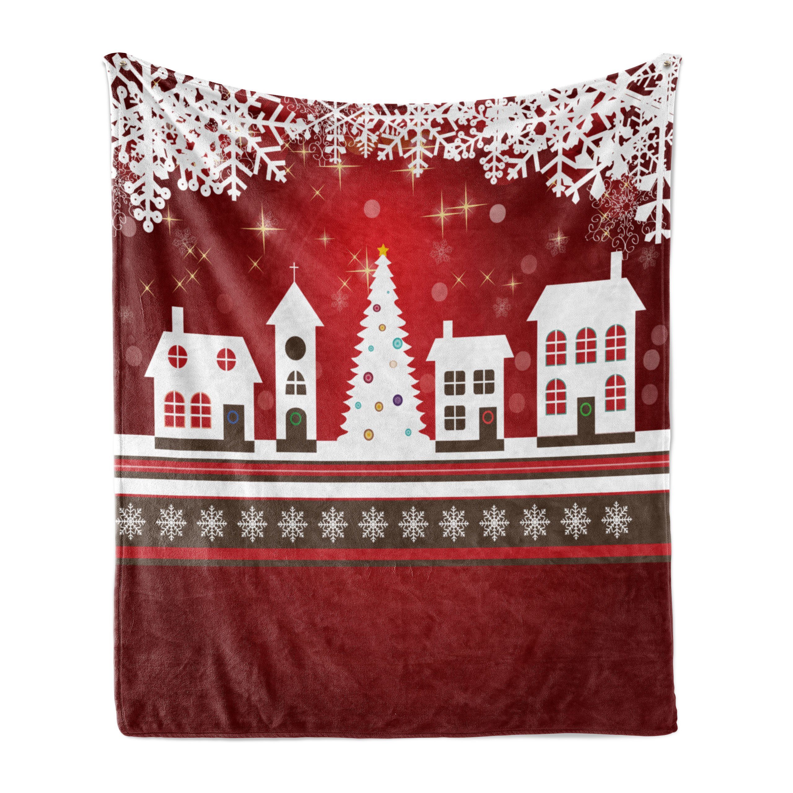 Wohndecke Gemütlicher Plüsch für den Innen- und Außenbereich, Abakuhaus, Weihnachten Winter-Thema-Baum