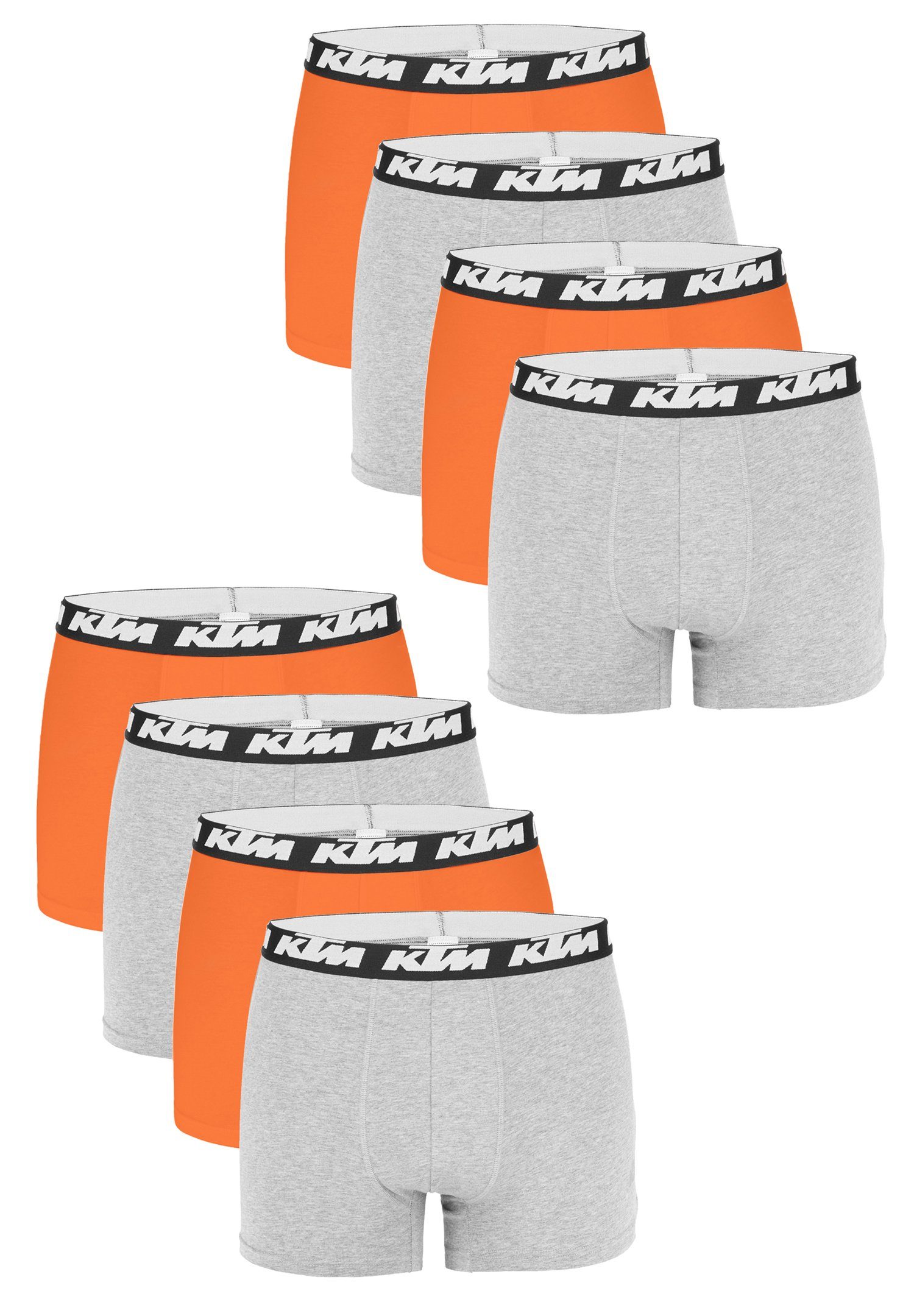 KTM Boxershorts 8er Pack Boxer Man Cotton (Set, 8-St., 8er-Pack) Light Grey / Orange