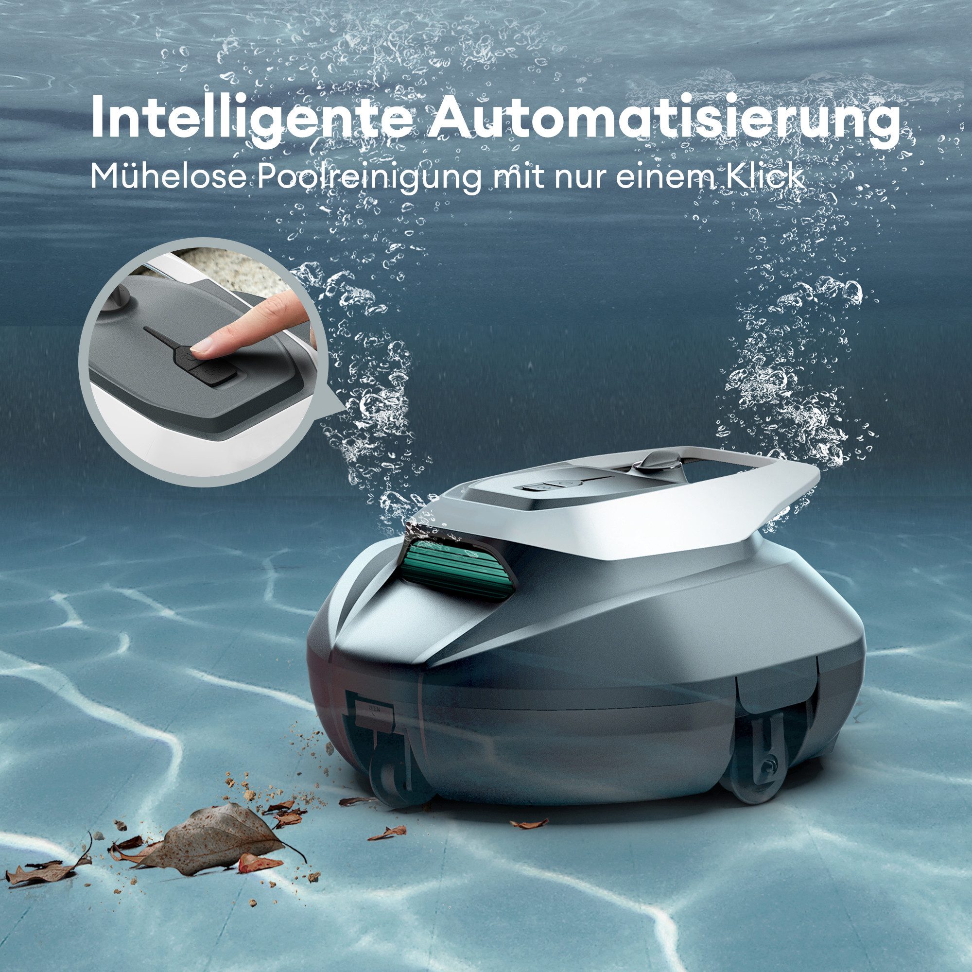 Ultenic Poolroboter Ultenic Poolroboter,3 Bürstenlose Motoren, 90 Min.,Fernbedienung & App, 5200mAh,3- Bürstenlose Motoren, Fernbedienung & App
