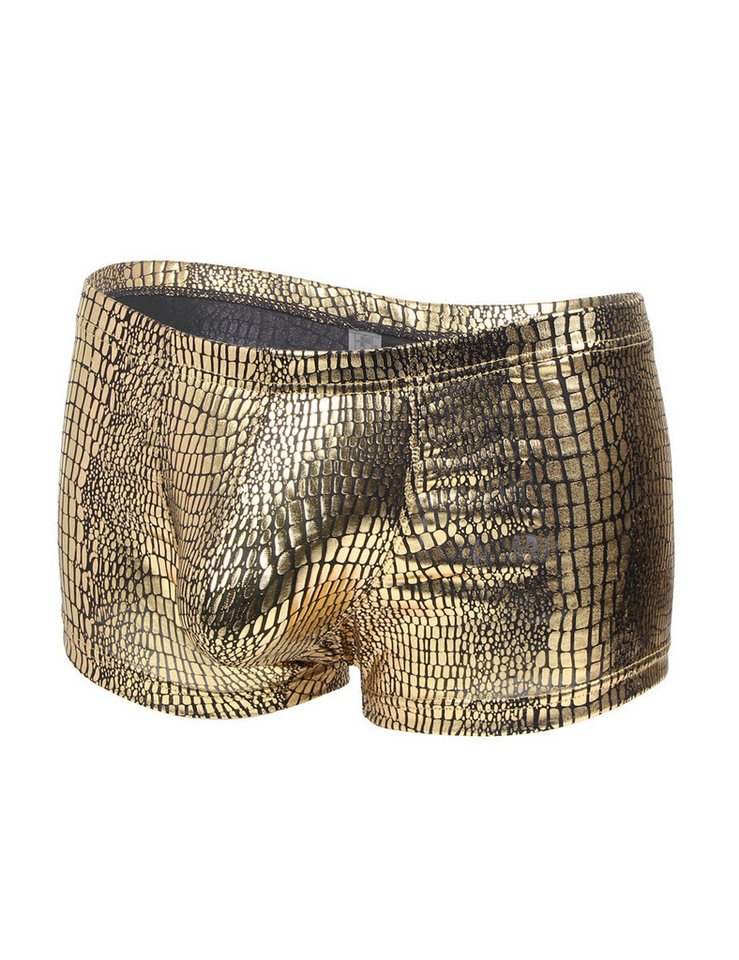 Lau-Fashion Boxershorts Herren Lack Leder Look mit Schlangenmuster – Sexy Low Rise Unterwäsche