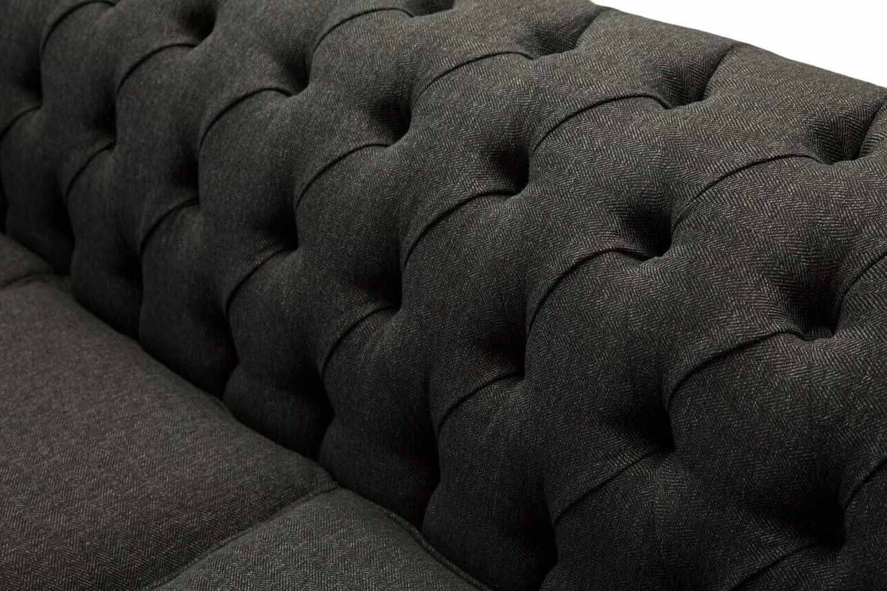 Sofa Sofa Europe Polster Made 3 Textil Grau JVmoebel Sofa Couch Design Sitzer, Chesterfield Luxus In
