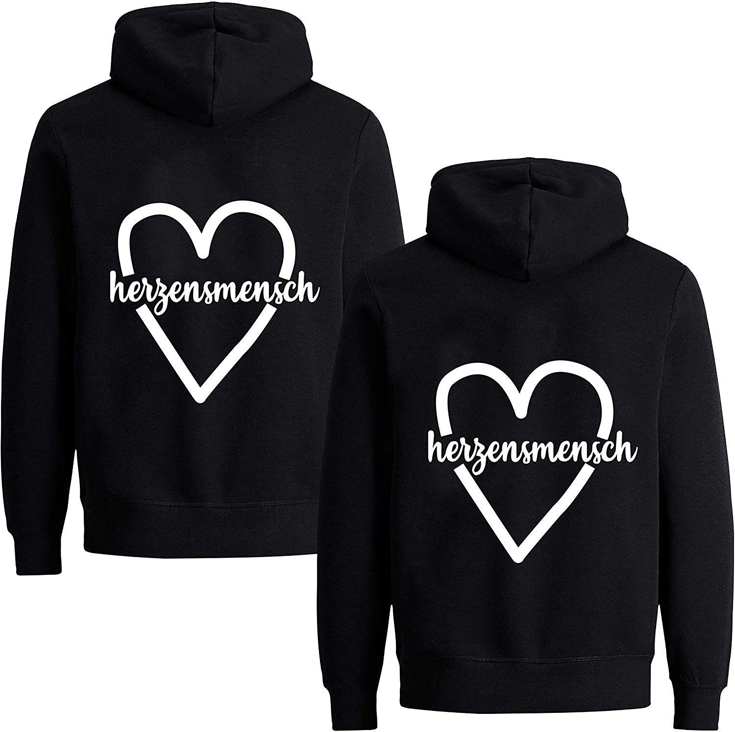 Couples Shop Kapuzenpullover Beste Freunde Damen Hoodie Pullover Herzensmensch mit BFF Logo Print