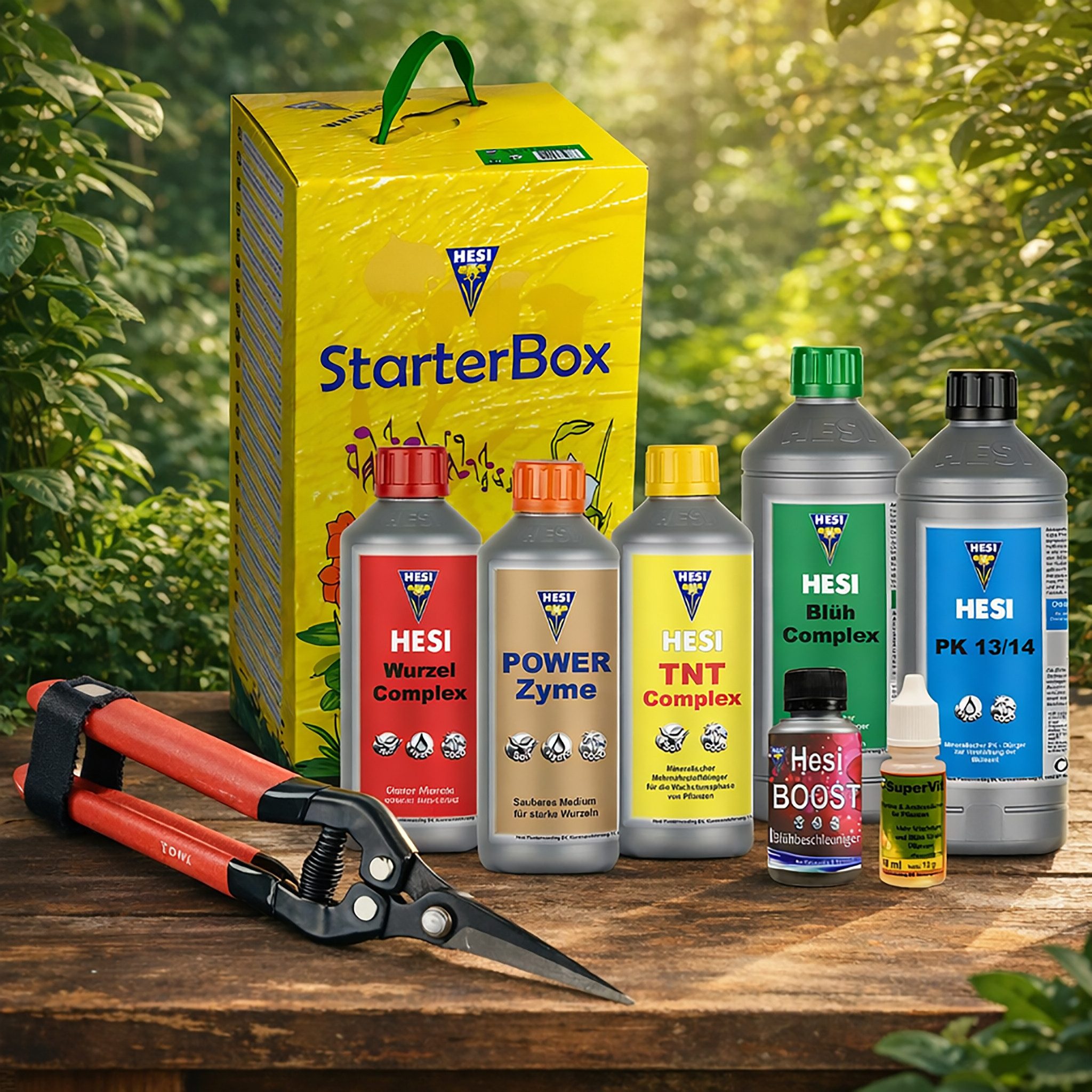 HESI Pflanzendünger HESI Starterbox Erde + Ernteschere - Grow Komplett-Set, Vorteilspack