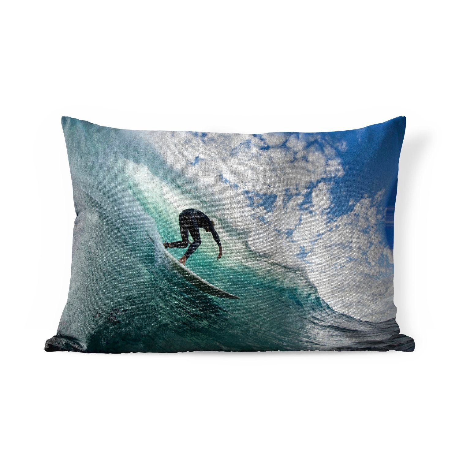MuchoWow Dekokissen Surfer auf Wellen, Outdoor-Dekorationskissen, Polyester, Dekokissenbezug, Kissenhülle