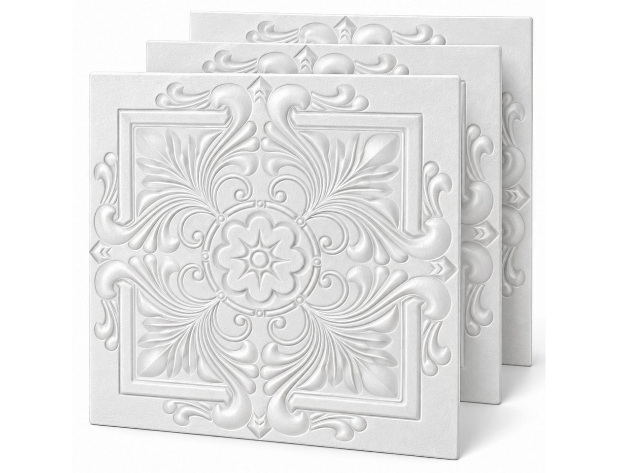 IKHEMalarka 3D Wandpaneel aus Polystyrol Styropor XPS 2m² = 8 Stück, BxL: 50,00x50,00 cm, 0,25 qm, (Platten XPS, Polystyrol Paneele) Paneelen für Decke & Wand