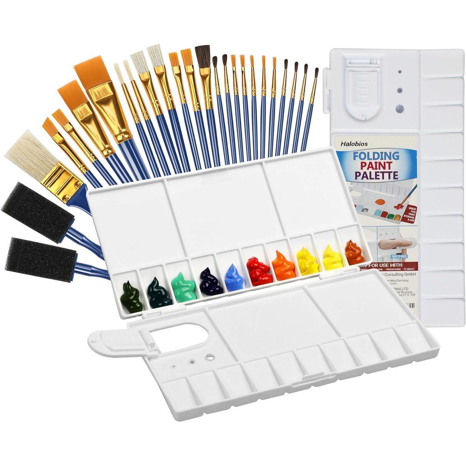 LuxusKollektion Malpinsel Pinselset 26teilig Acryl Öl Aquarell Gouache Faltpalette+Pinsel Set
