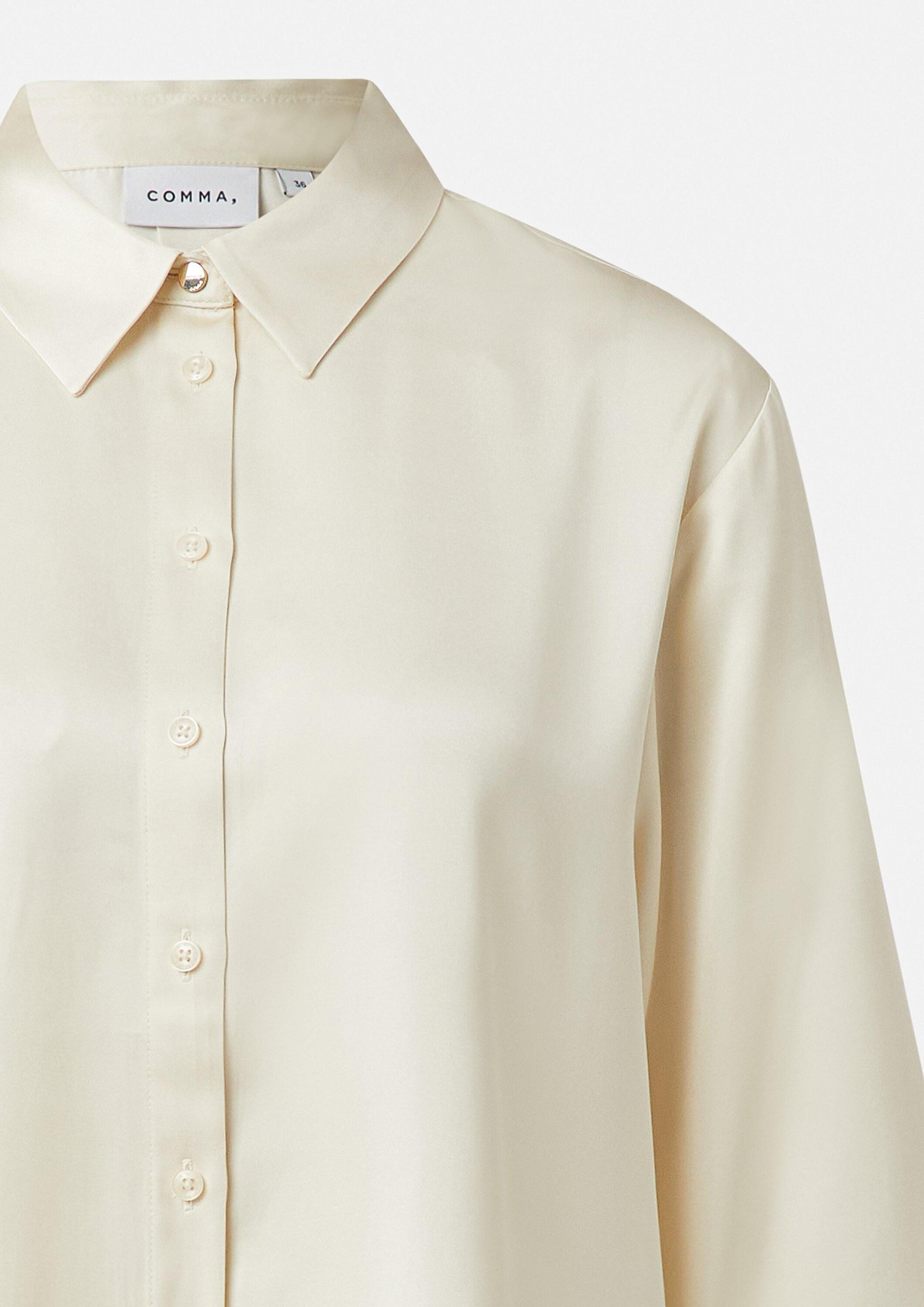 comma Langarmbluse Bluse Satinbluse aus Viskose mit verstellbarer Manschette
