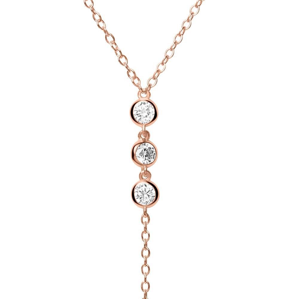 Unique Y-Kette aus rosevergoldetem 925er Silber mit Zirkonia Reihen SN0514
