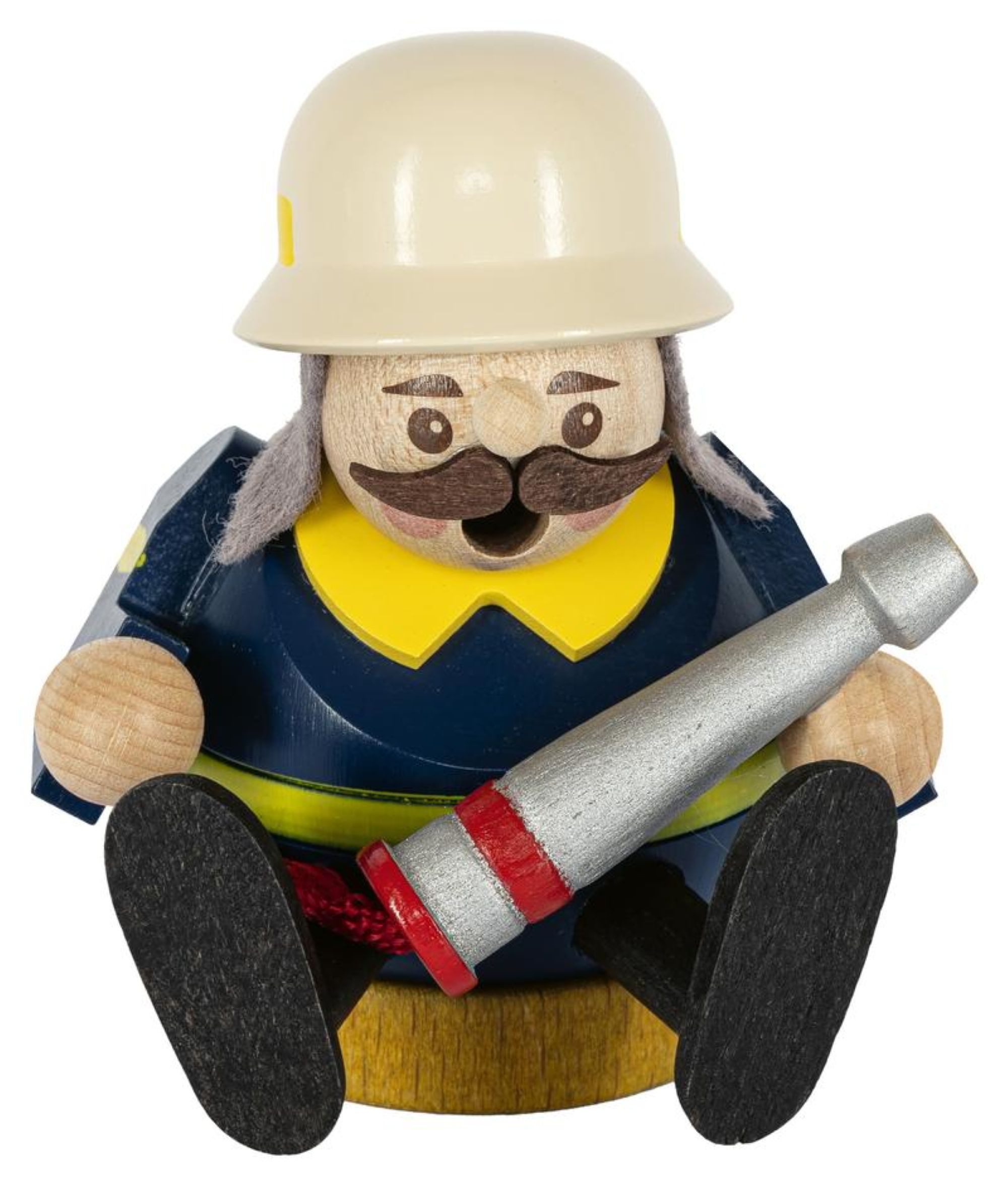 Richard Glaesser Räuchermännchen Mini Feuerwehrmann, Höhe 8cm, Handwerkskunst original Erzgebirge