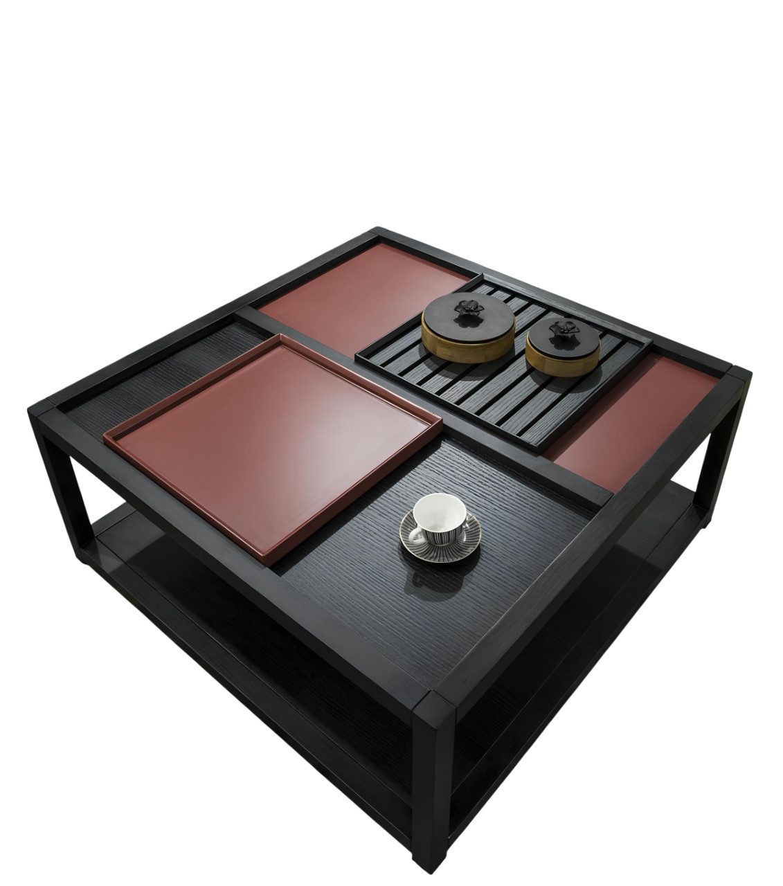 Xlmoebel Couchtisch Quadratisch Beistelltisch aus Holz und Metall im Designer-Stil von (1-St., Couchtisch), Hergestellt in Europa