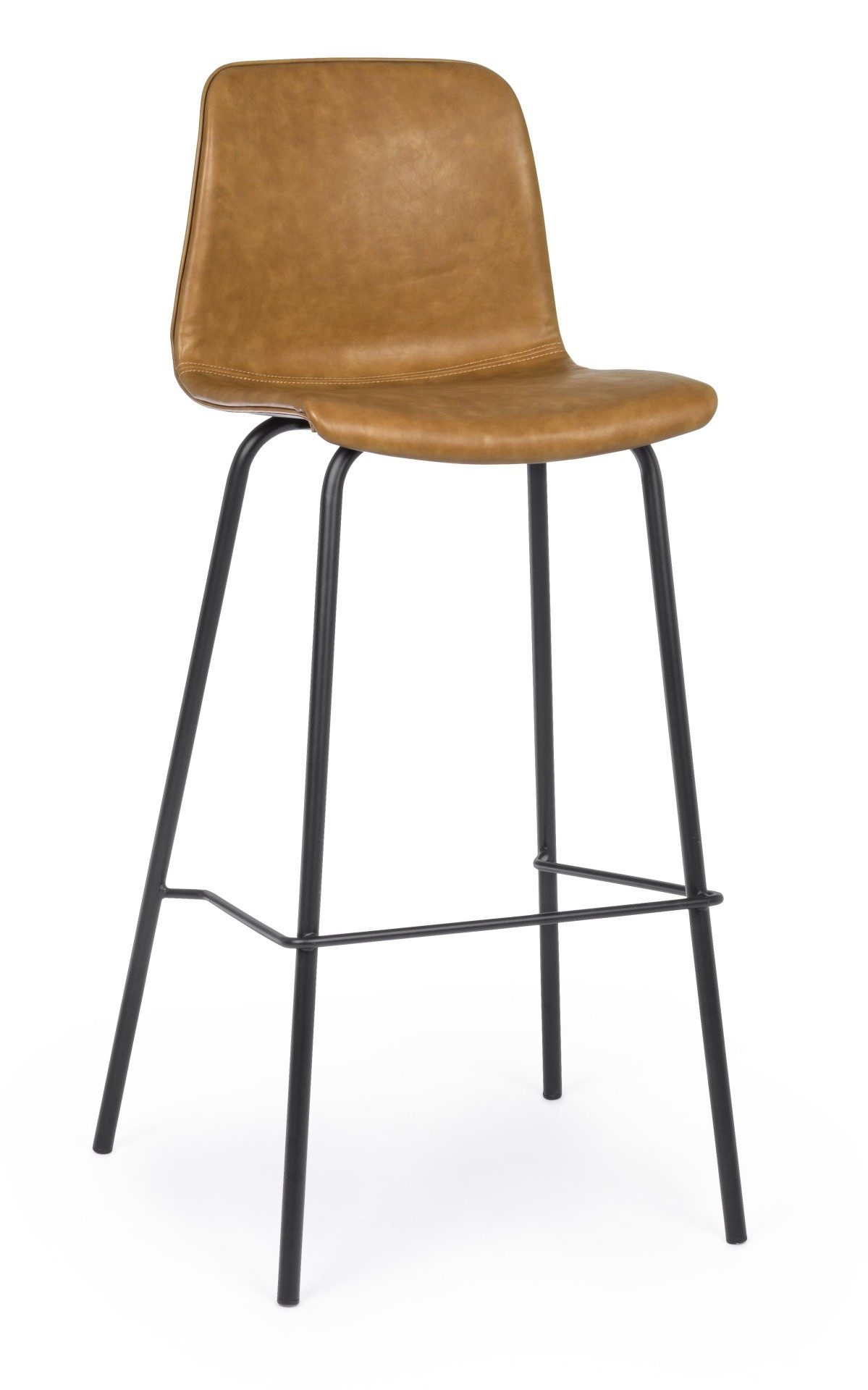 Barhocker Kyra 2er-Set aus Kunstleder, Cognac/Schwarz