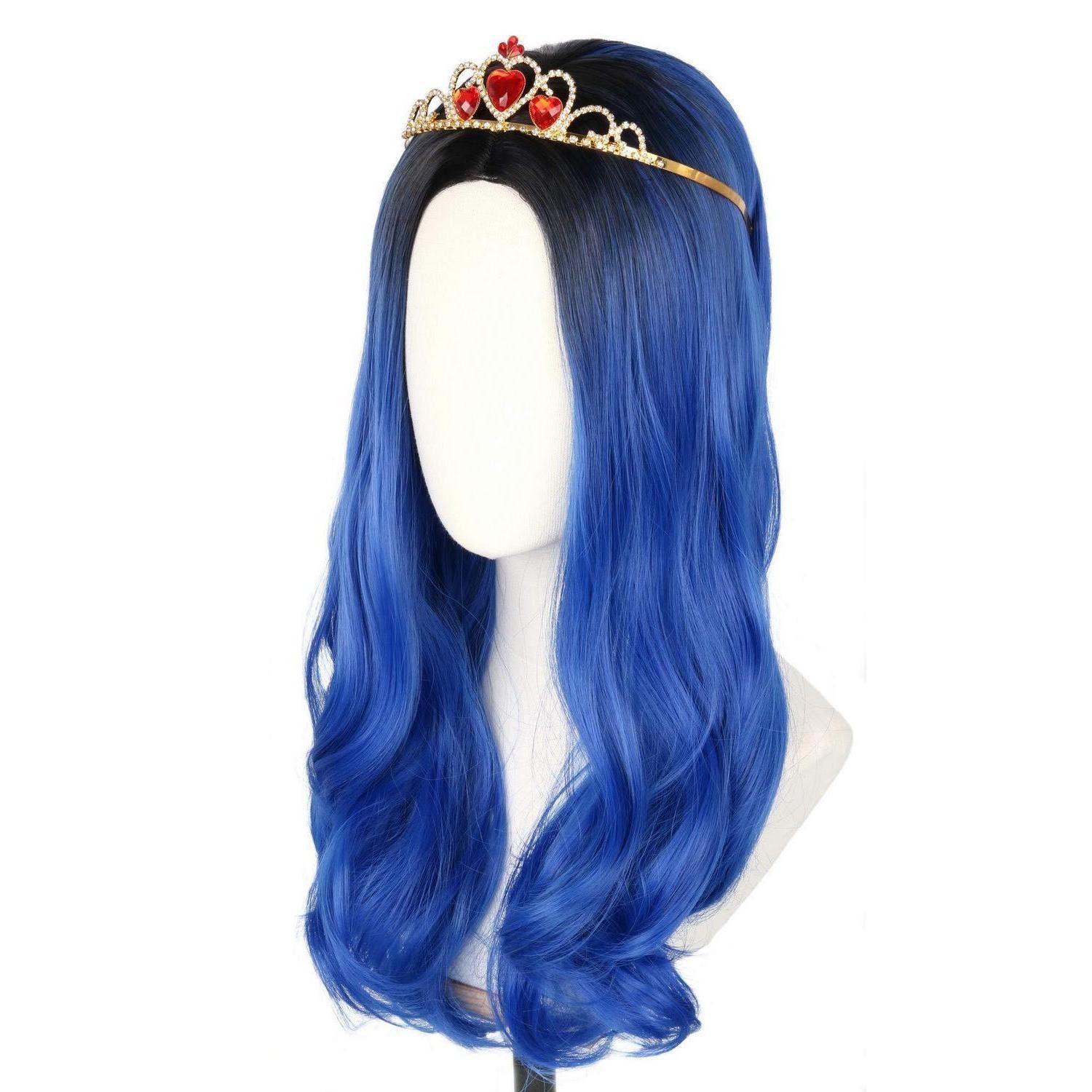 LuxusKollektion Kostüm-Perücke Perücke Kinder Mädchen lockig lang blau Halloween Kostüm blu