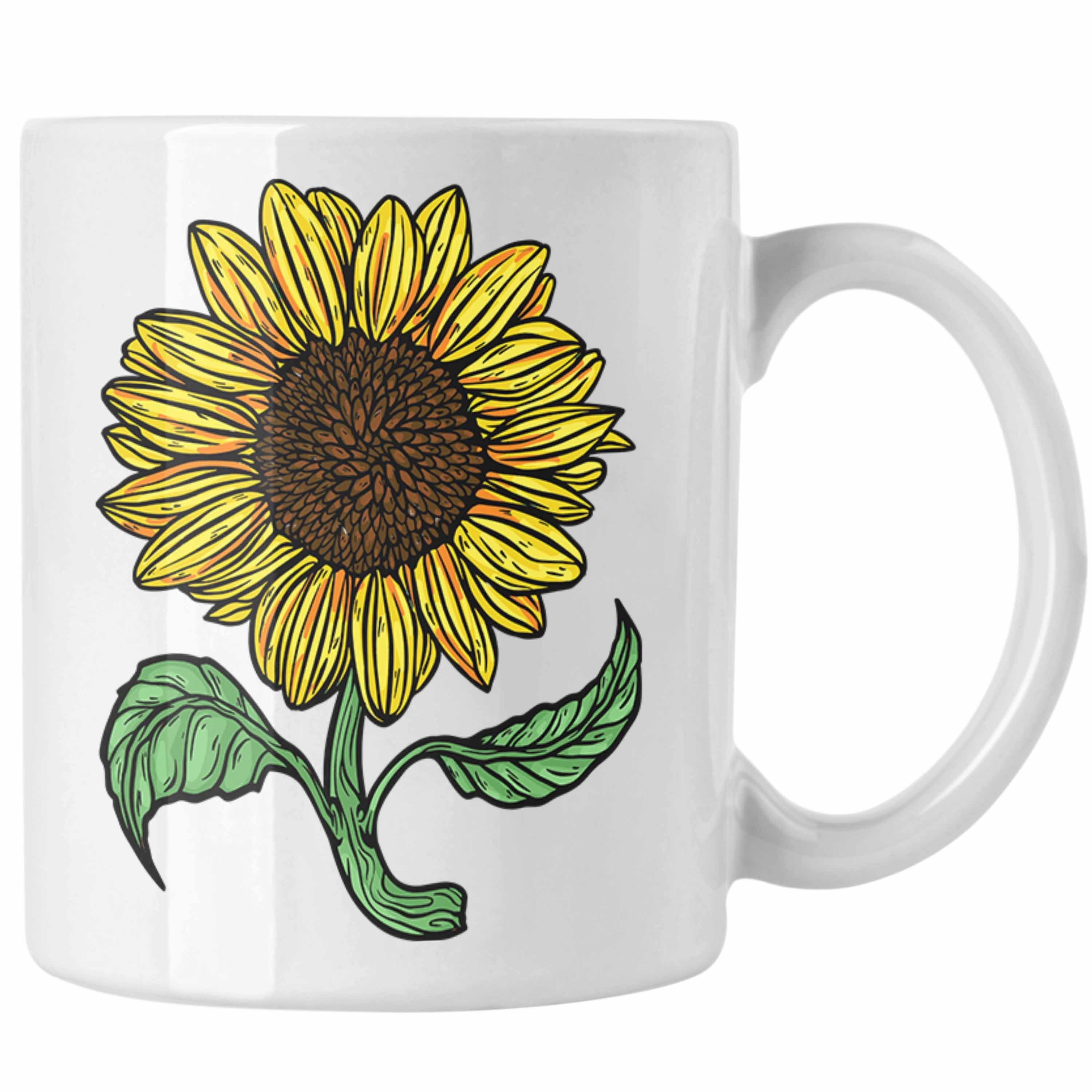 Trendation Tasse Lustige Sonnenblume Tasse Geschenk für Sonnenblumenliebhaber Weiss