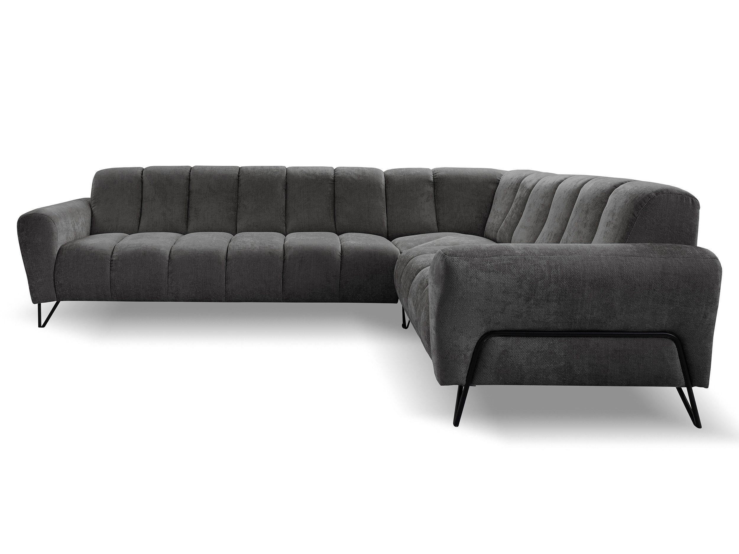 Beautysofa Ecksofa mit Metallbeine in Schwarz VOLARE L, ohne Schlaffunktion, mit höchstem Sitzkomfort – Bild 2 von 5