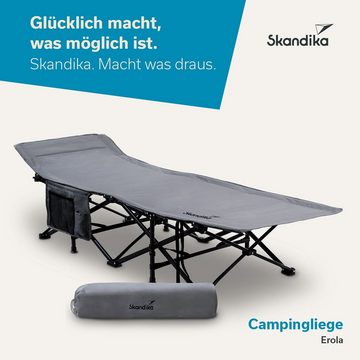 Skandika Campingliege SKANDIKA Campingliege Erola (grau) stabile Konstruktion, bis 150 kg, große Liegefläche, 190 x 68 cm