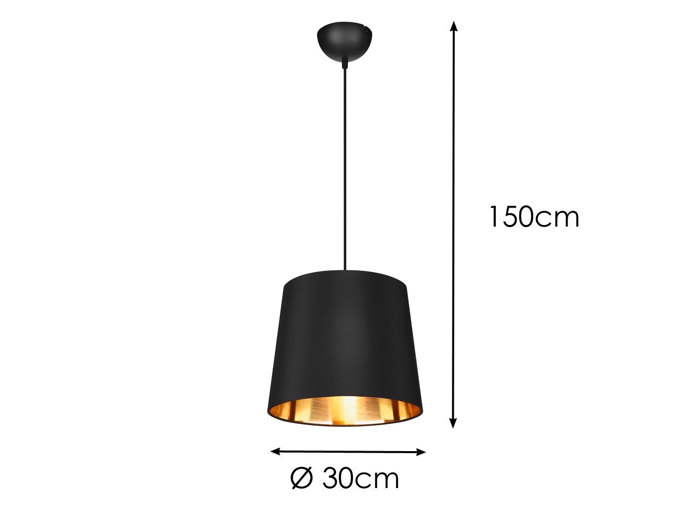 Leuchtmittel, mit Pendelleuchte, Esstisch hängend Schwarz/Gold meineWunschleuchte ohne Stoffschirm einflammig Küchen-Lampe