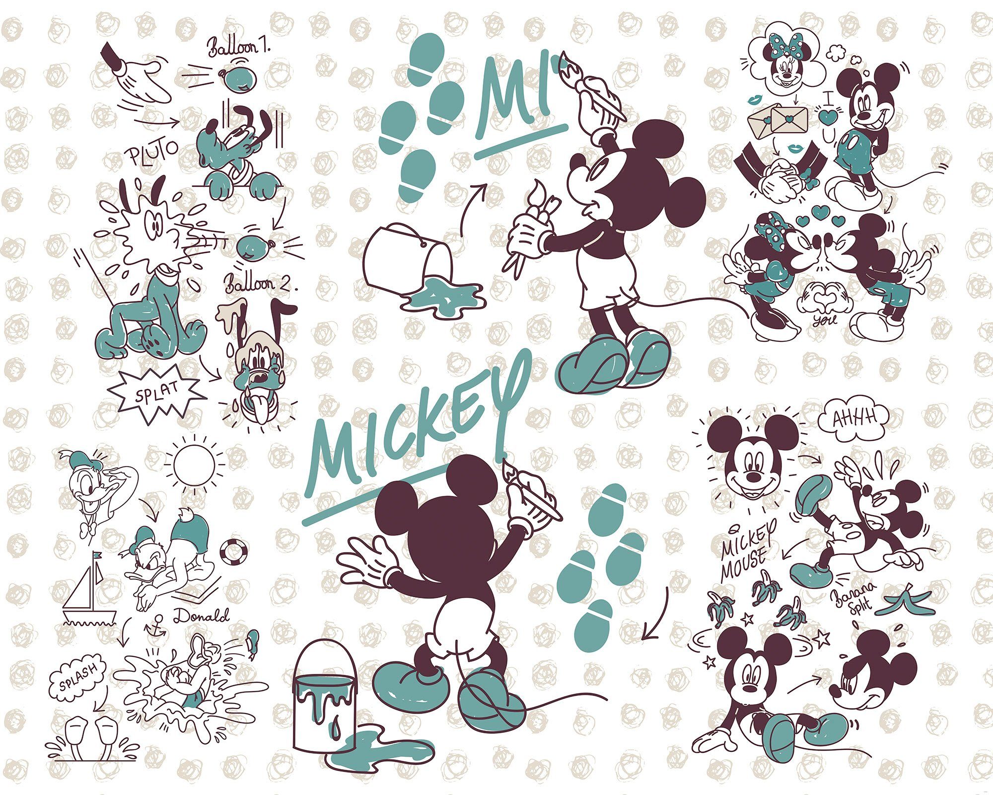 Komar Vliestapete Digitaldruck Vlies - Mickey and Friends - Größe 350 x 280 cm, glatt, bedruckt, Kinderzimmer