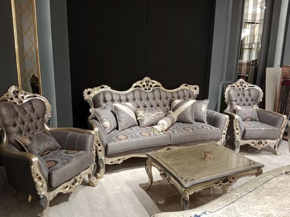 Xlmoebel WohnzimmerSet Luxuriöse Sitzgruppe 3+3+1 3teilig 2x Couch
