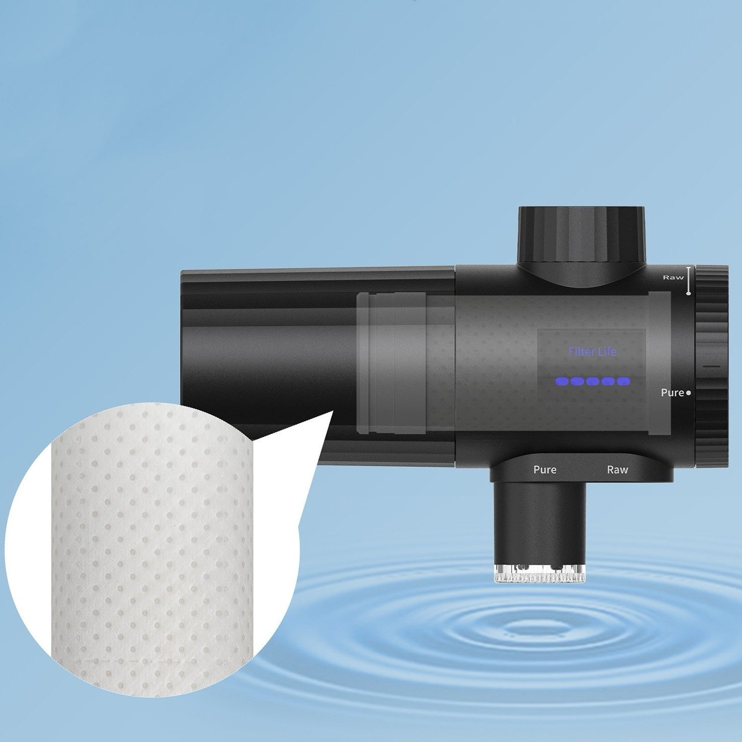 HOMELIVE Wasserhahnfilter Wasserfilter für Trinkwasser mit UV-Licht und LED-Anzeige, Zubehör für Waschtischarmaturen, Küchenarmaturen, Ersatzfilter für Küchen-Wasserhahn