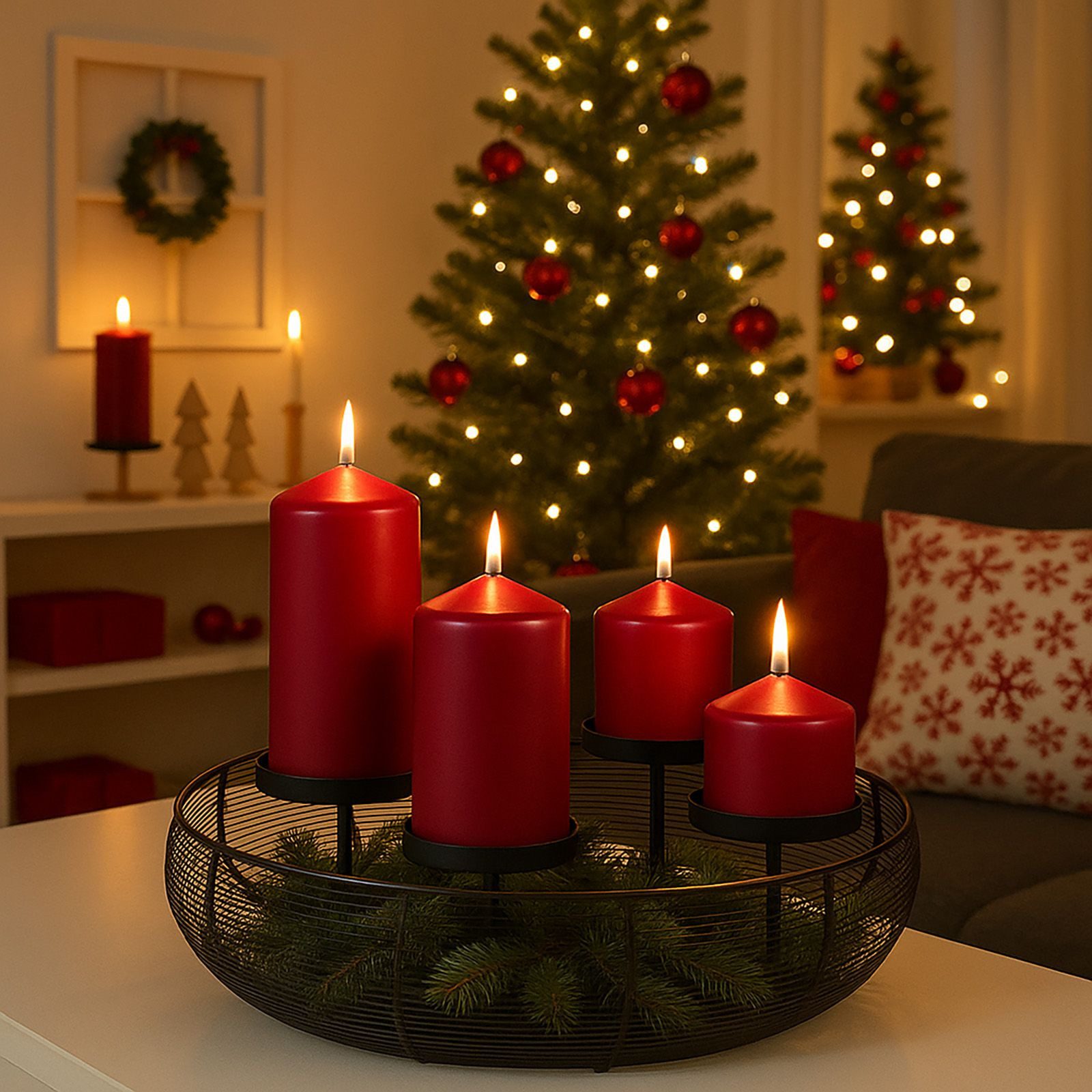 BURI Dekokranz BURI Adventskranz schwarz 4 Kerzen Weihnachtskranz Kränze Ge günstig online kaufen