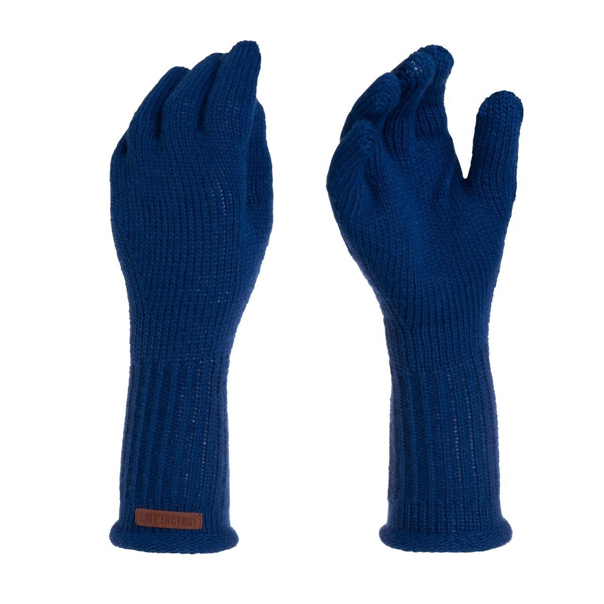 Knit Factory Strickhandschuhe Lana Handschuhe Handstulpen Handschuhe Dunkelblau Size ihne Glatt Handschuhe One Finger