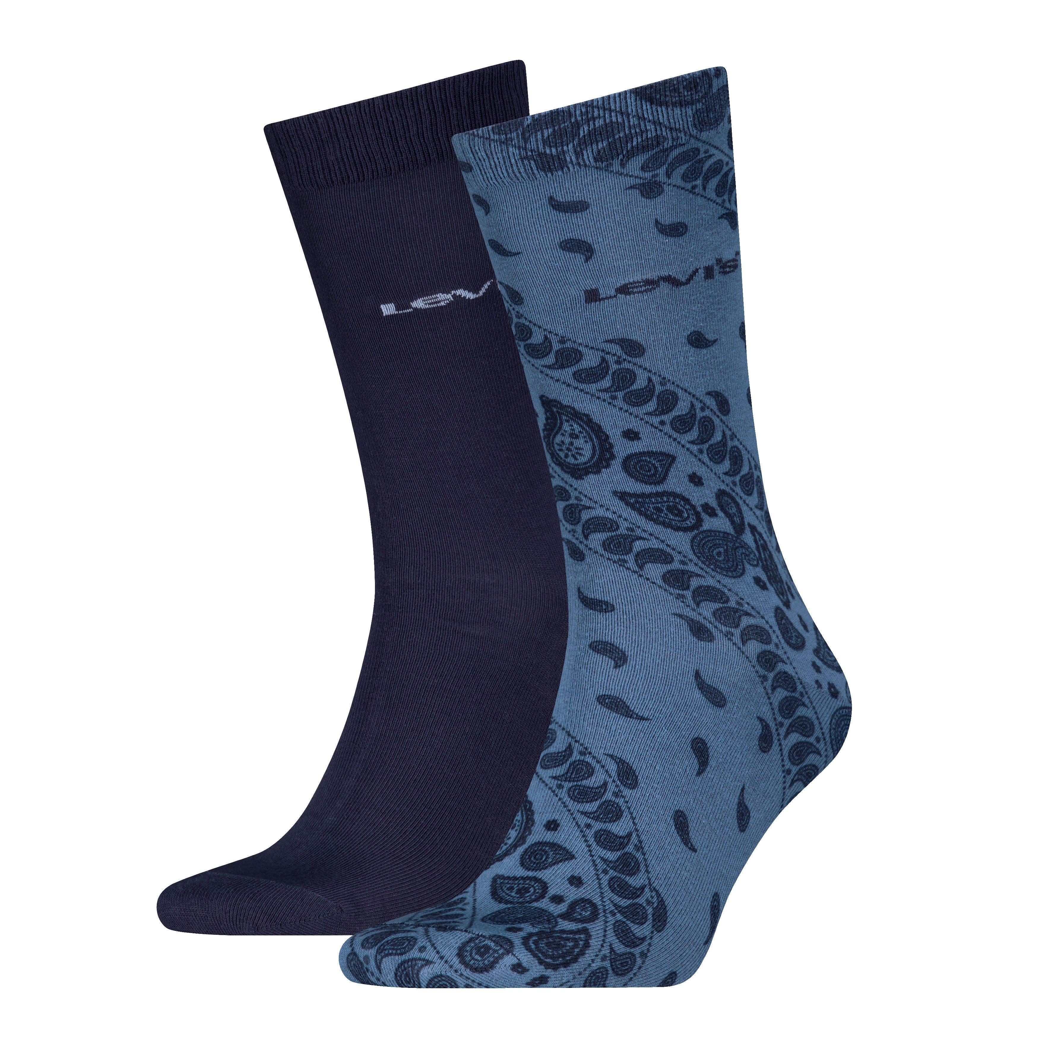 Levi's® Socken LEVIS REG CUT BANDANA PRINT (2 Paar) softer Cotton-Mix, schmales Rippenbündchen, uni, Paisley-Muster