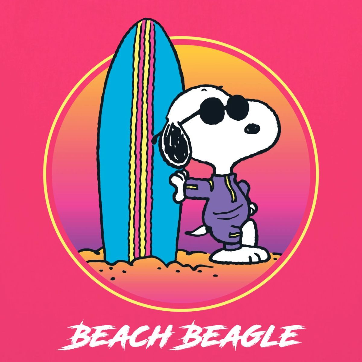 Spreadshirt Henkeltasche Peanuts Snoopy Cool Surfen Strand Urlaub Stoffbeutel (1-tlg)