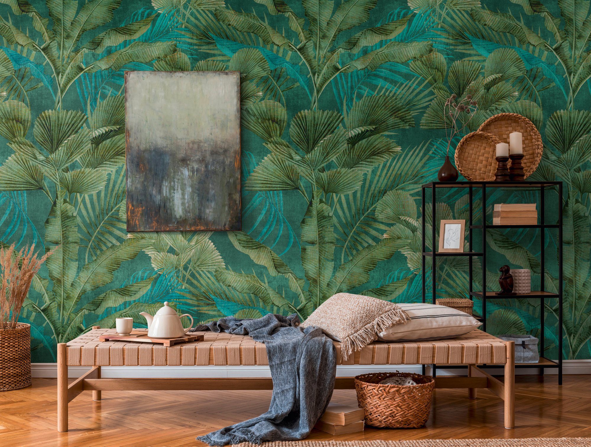 A.S. Creation Fototapete Dschungel 1,59 m x 2,8 m Grün-Blau FSC® günstig online kaufen