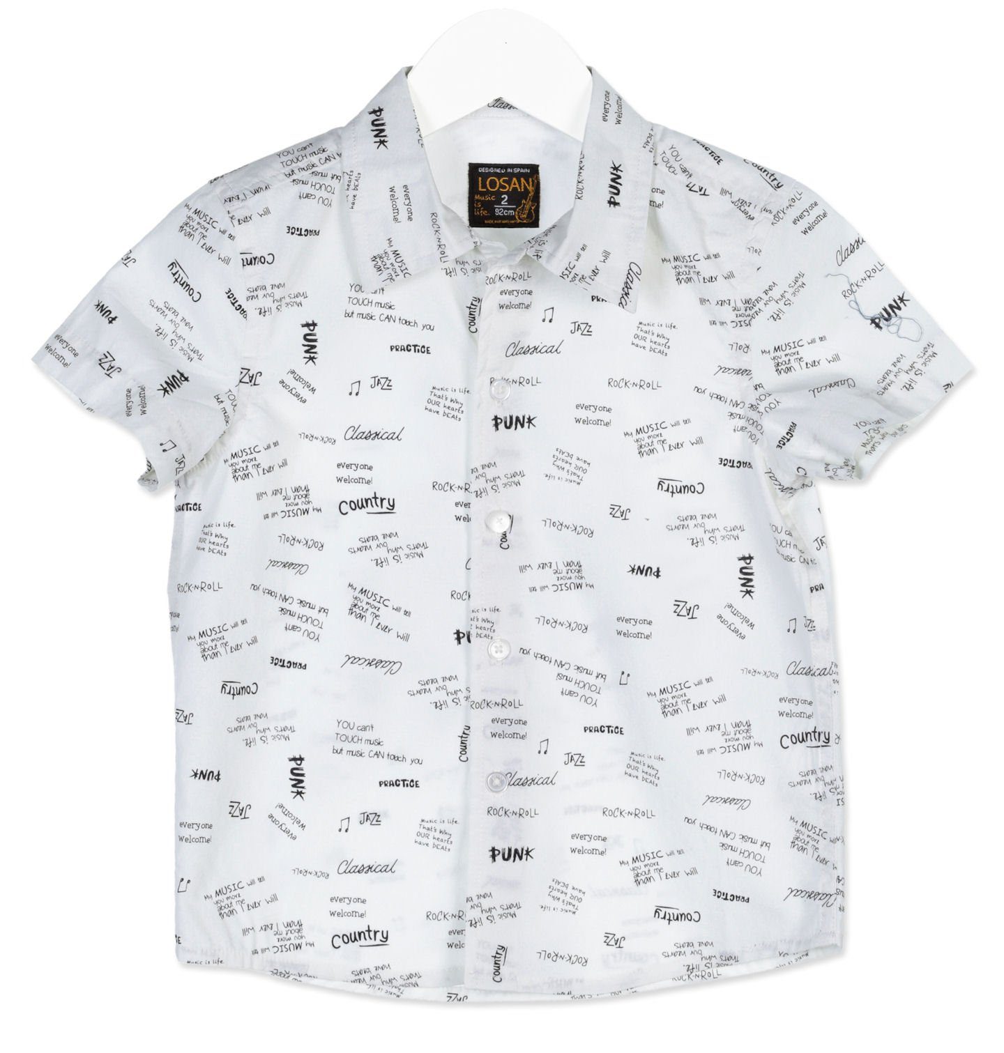 LOSAN Kurzarmhemd Losan Hemd Kurzarm Jungen weiß gemustert (1-tlg., kein Set)