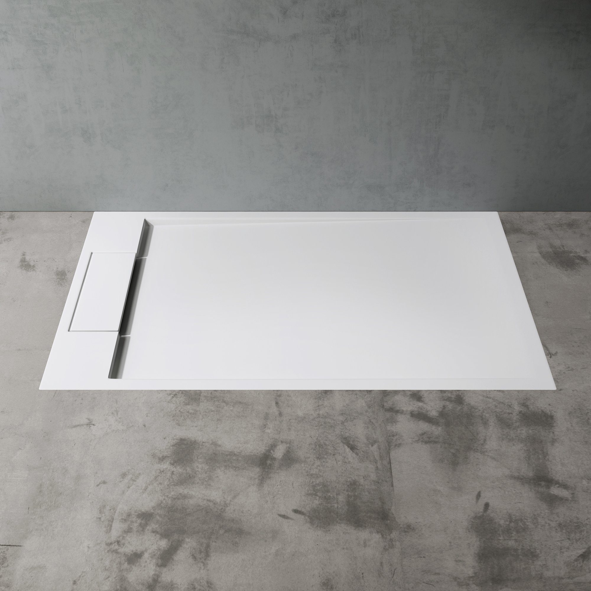 doporro Duschwanne Duschtasse aus Mineralguss inkl. Ablaufgarnitur Weiß/Anthrazit G04, Quadratisch+AL06, Mineralguss, BxT: 70-100x70-120cm – Bild 3 von 5