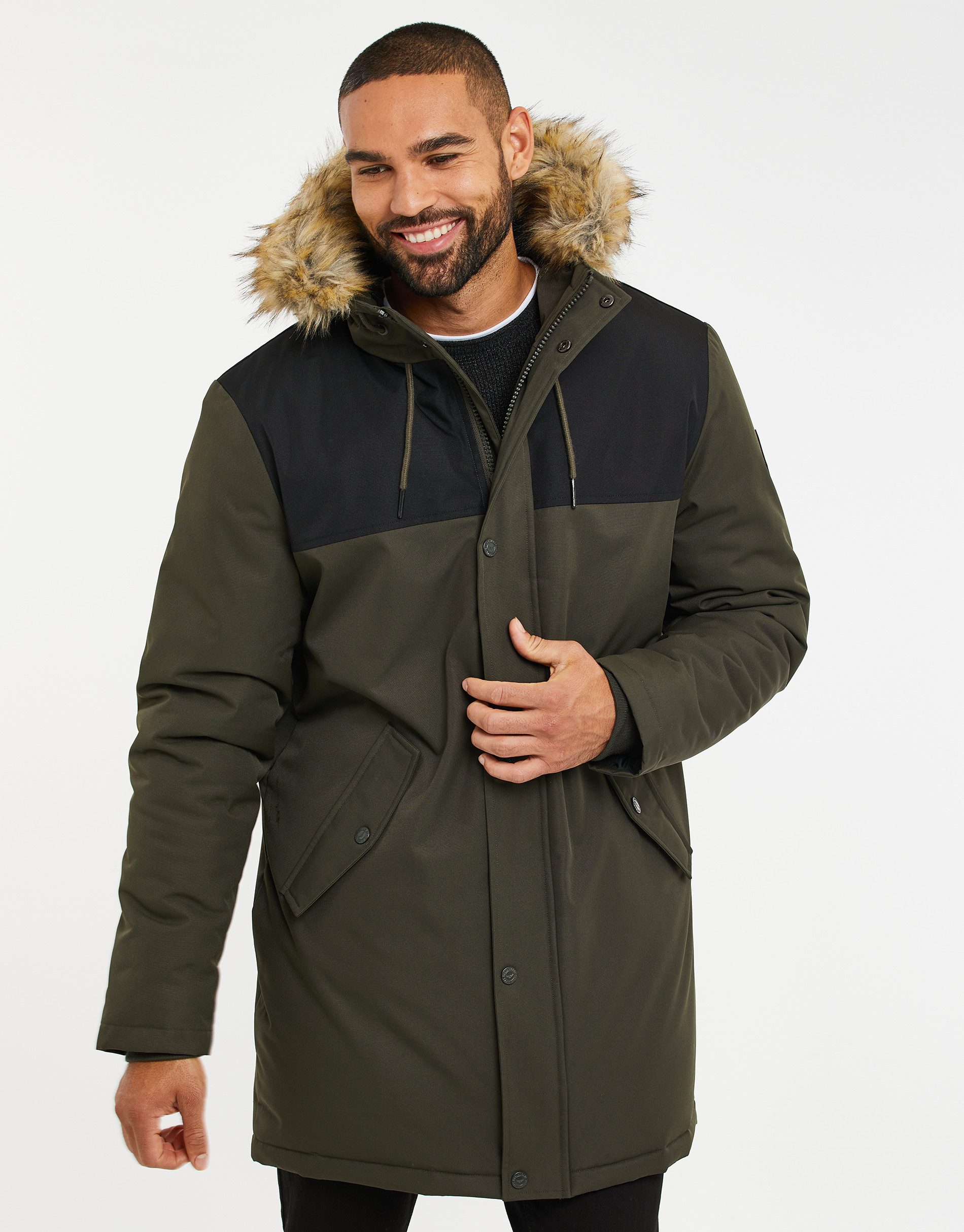 Threadbare Parka THB Jacket Parkston (1-St) mit Kunstfell-Kapuze günstig online kaufen