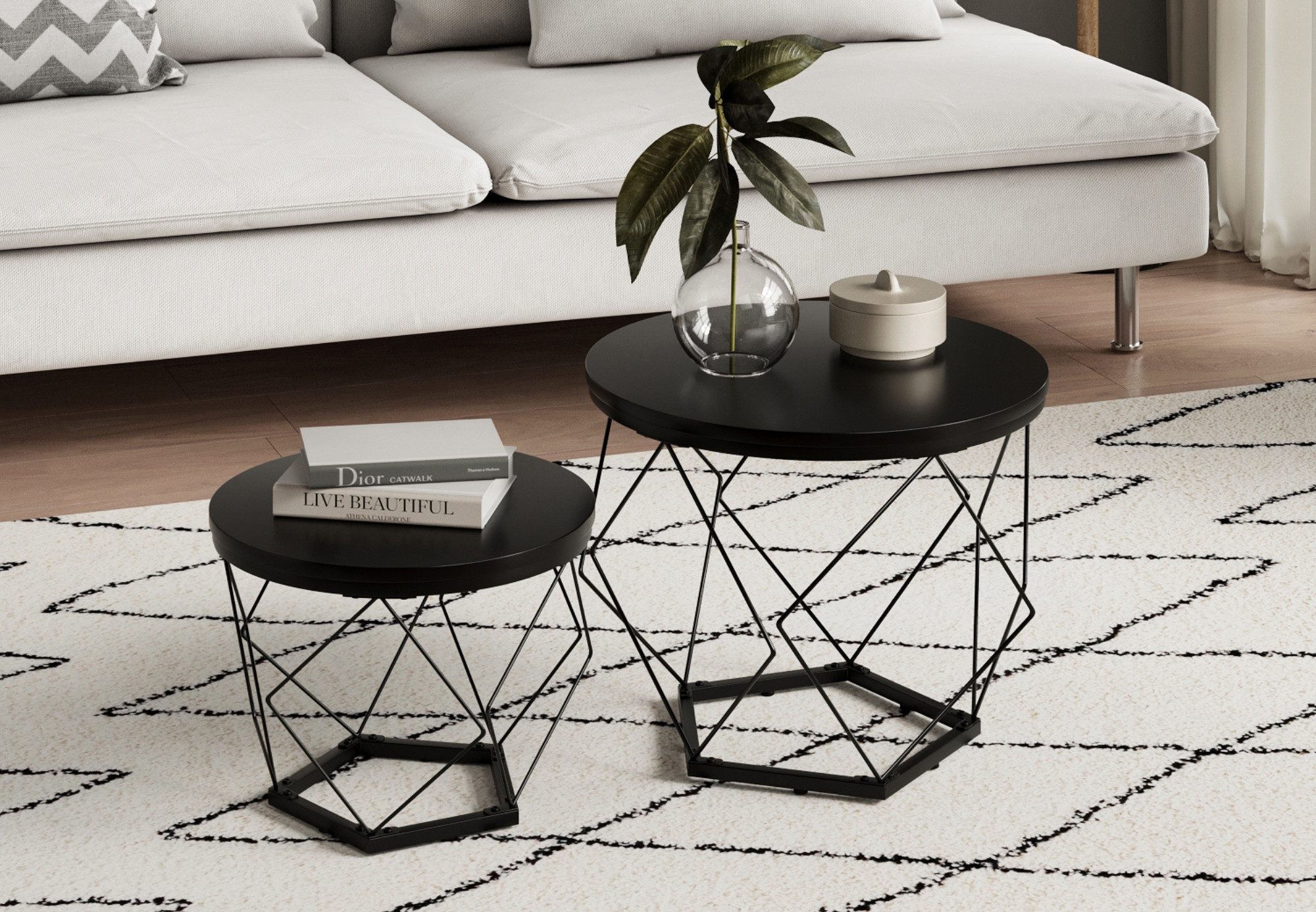 Home Collective Couchtisch Set, Wohnzimmertisch, Rund günstig online kaufen