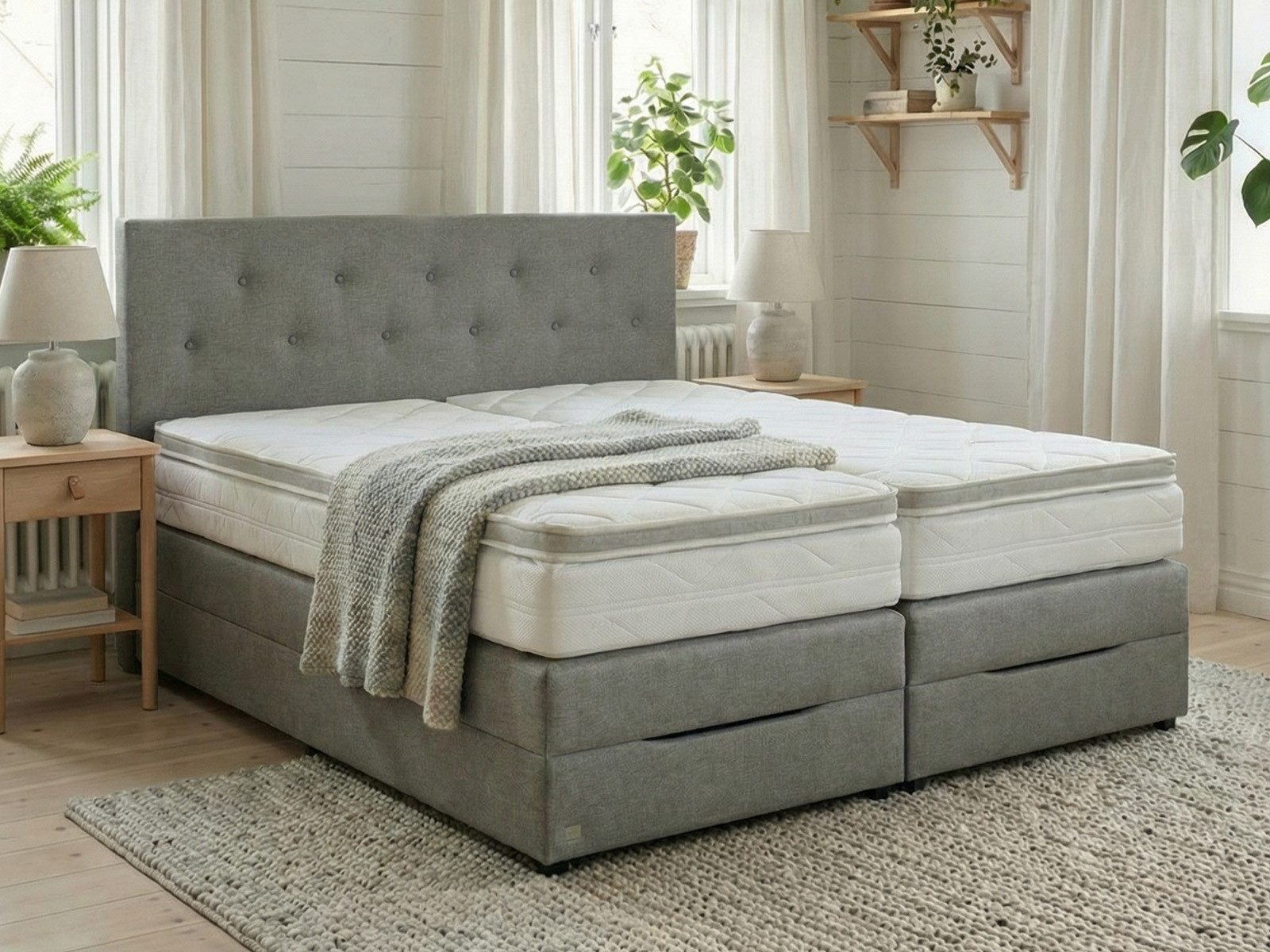 PAARA Boxspringbett Rio mit Bettkasten Kopfteil verstellbar Stauraum, inkl. Matratze und Topper, mit einzigartigem Belüftungssystem