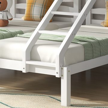 IDEASY Etagenbett Etagenbett, Dreibettzimmer mit Treppe, 90x200 cm, (Gestell aus Kiefernholz, für Kinderzimmer), mit Sicherheitsgeländer