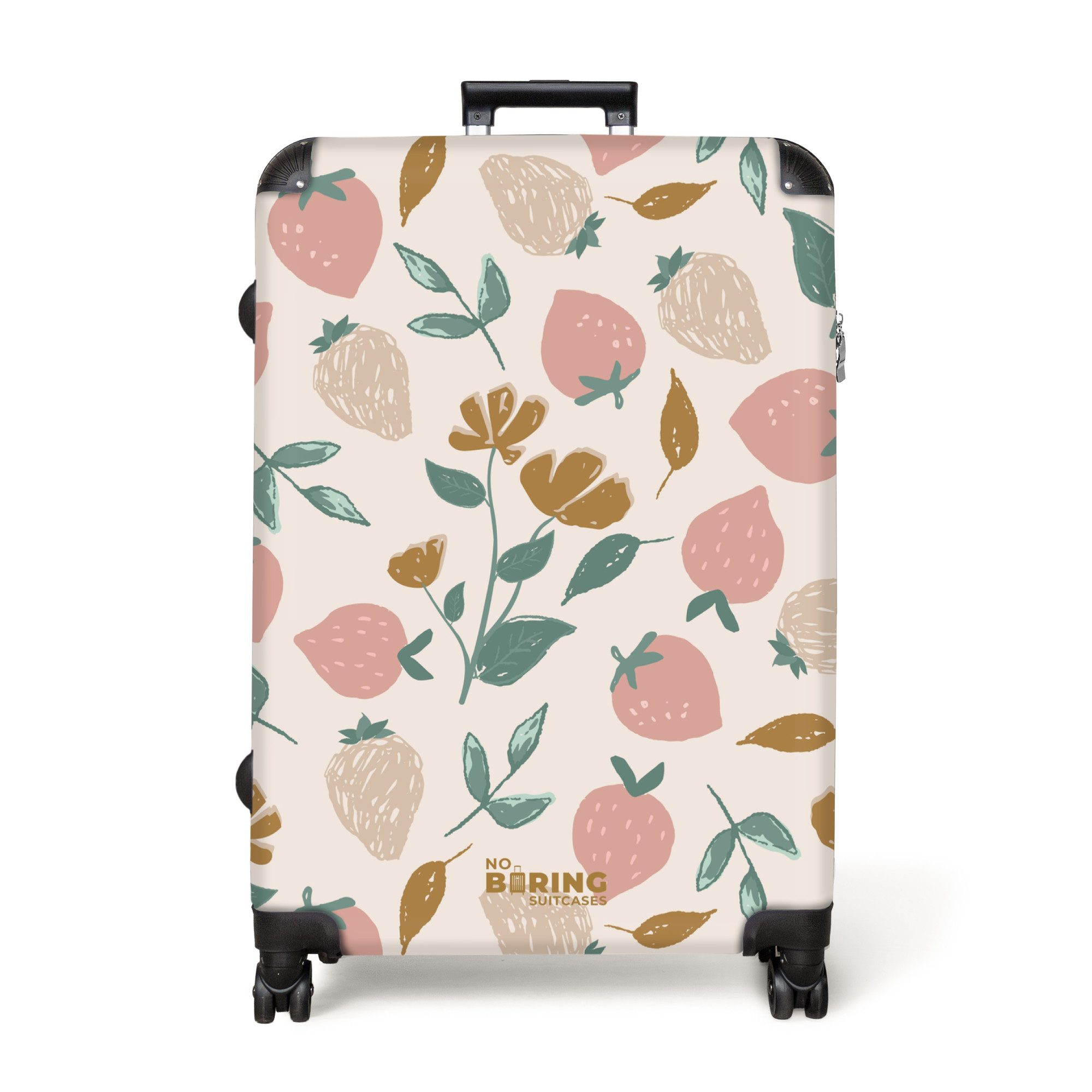 NoBoringSuitcases.com© Hartschalen-Trolley Erdbeeren und Blumen als günstig online kaufen