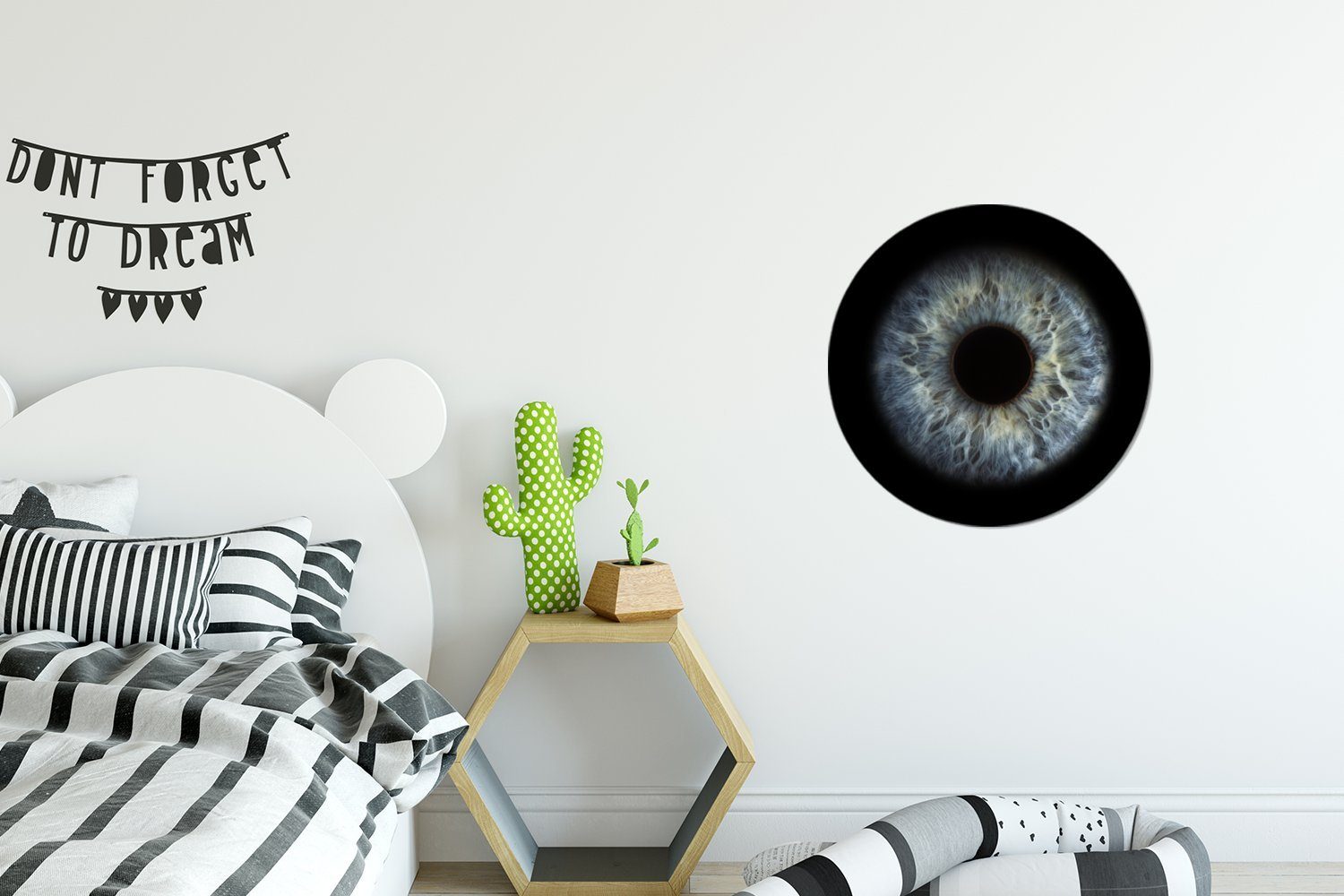 MuchoWow Wandsticker Auge Kinderzimmer, schwarzem Tapetenaufkleber, für (1 St), Hintergrund Tapetenkreis Wohnzimmer Rund, auf
