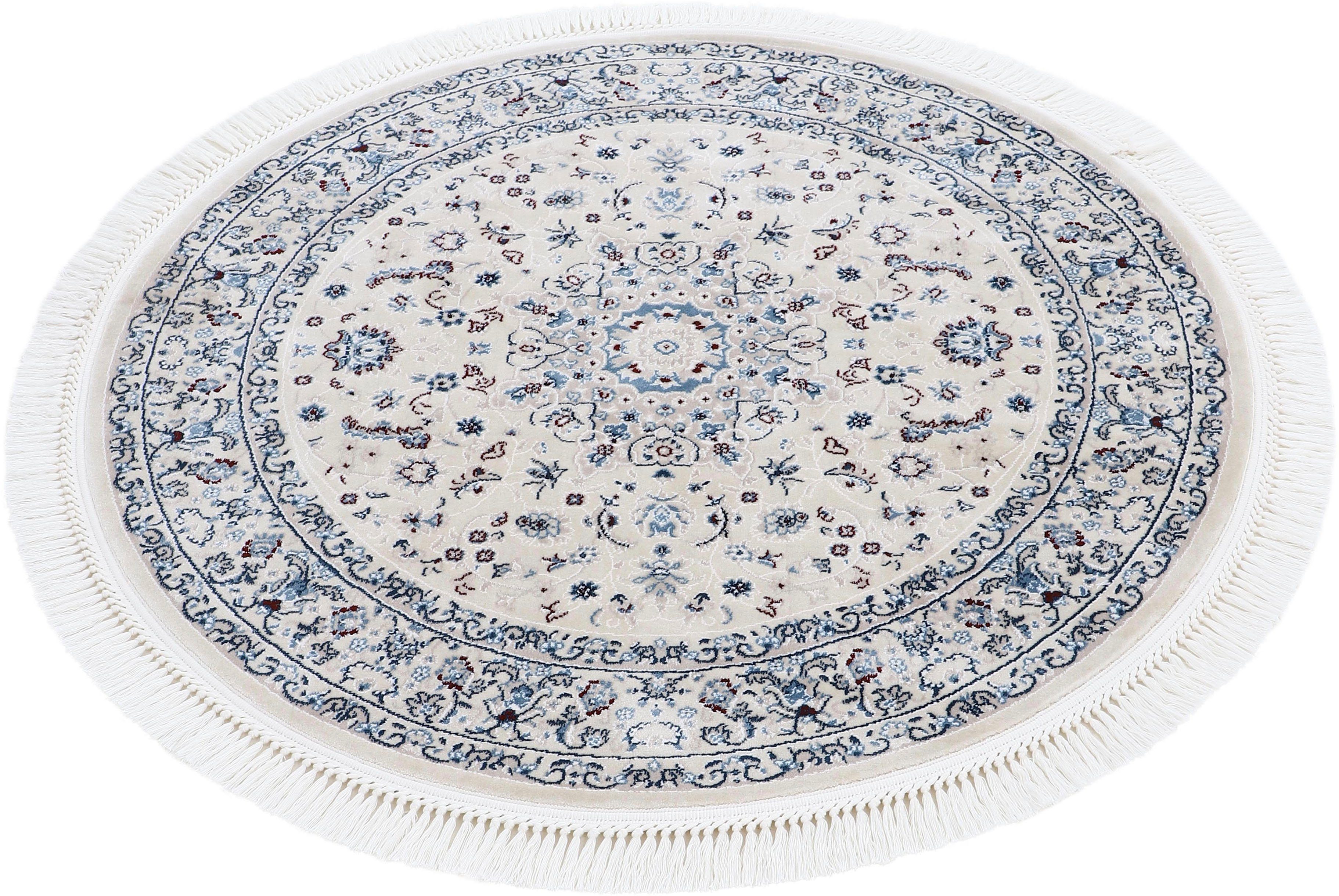 Teppich Nain Diane, carpetfine, rund, creme Look Höhe: mm, Kurzflorteppich, 8 Orient