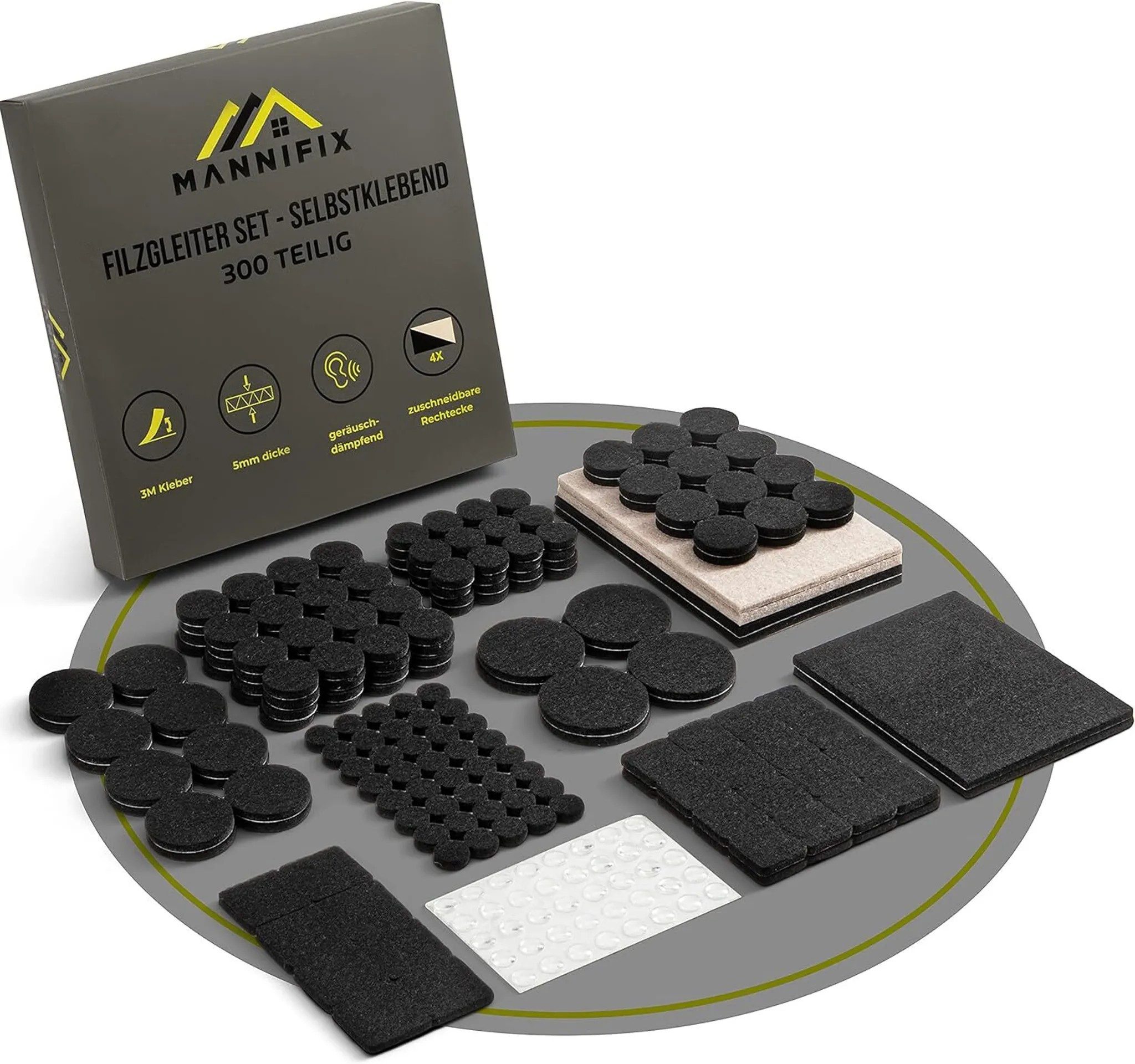 GiglioCollection Мебельfuß PREMIUM FILZGLEITER Set 300 TLG. - selbstklebend & zuschneidbar, (Set, 300-St)